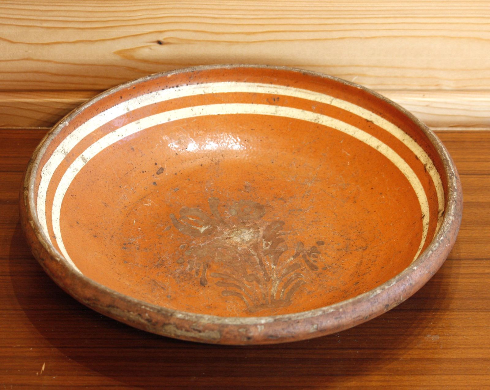 Vintage Alsace Pottery Bowl   33cm French Antique Stoneware Dish French Kitchen Gift Off The Wall Clocks