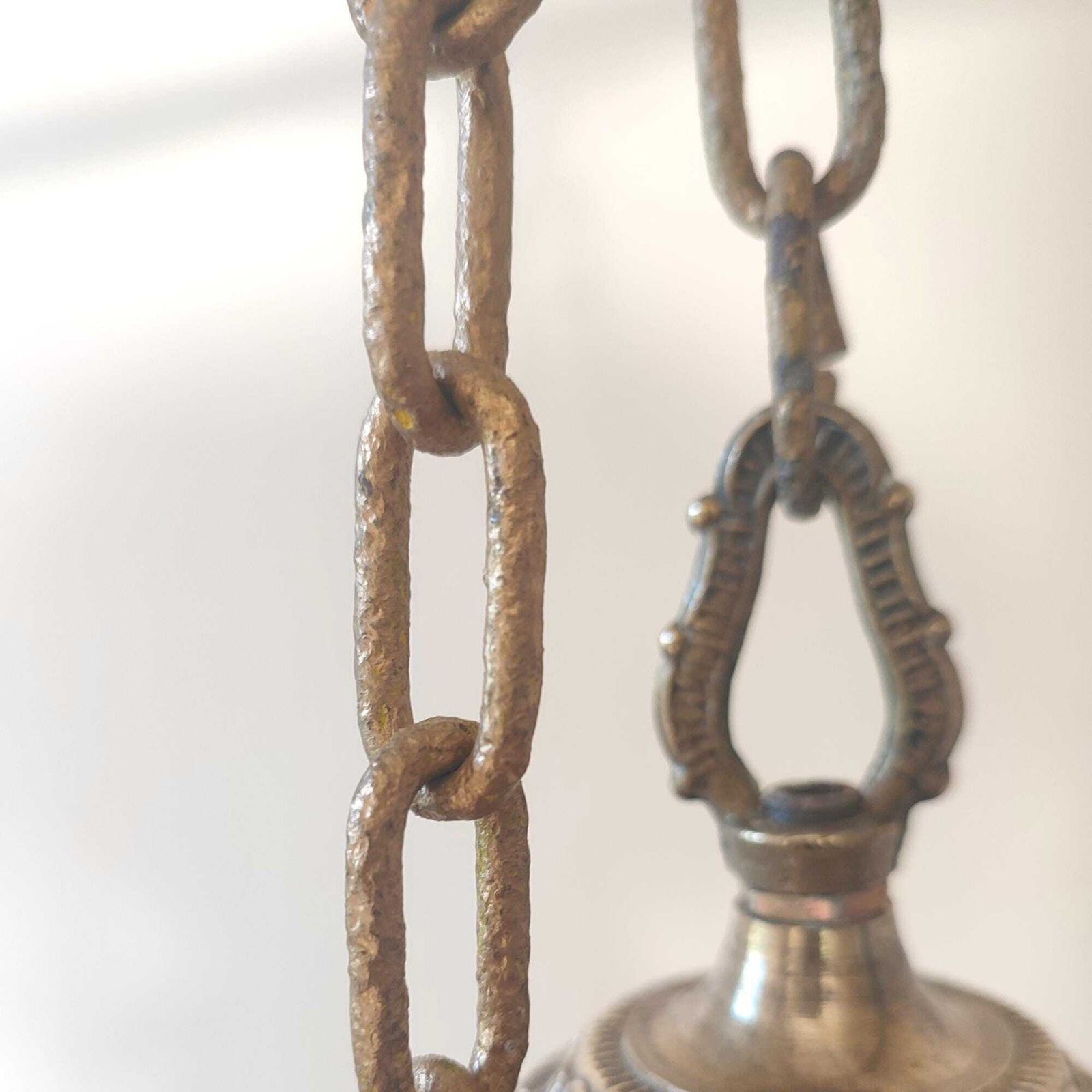 425.0 Antique Brass Five Arm Chandelier – Ornate Rococo Revival Ceiling Light (C.1900) photo