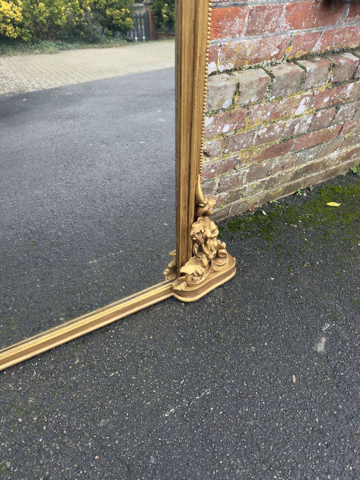 An Exceptional Large Antique English 19th C Arched Top Gilt Overmantle Mirror. photo Home Decor