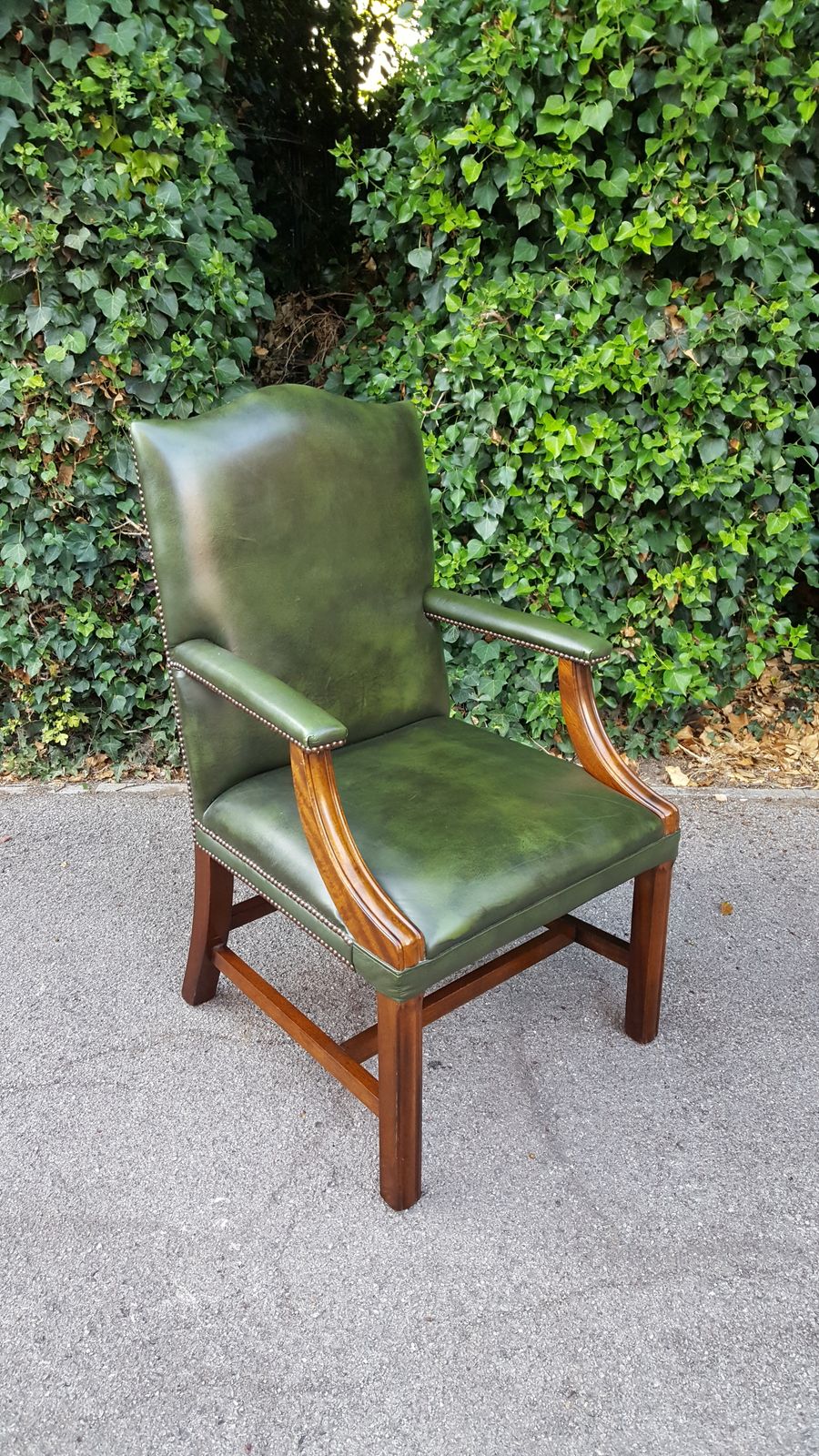 Antique Style Mahogany & Leather Office Chair photo vintage