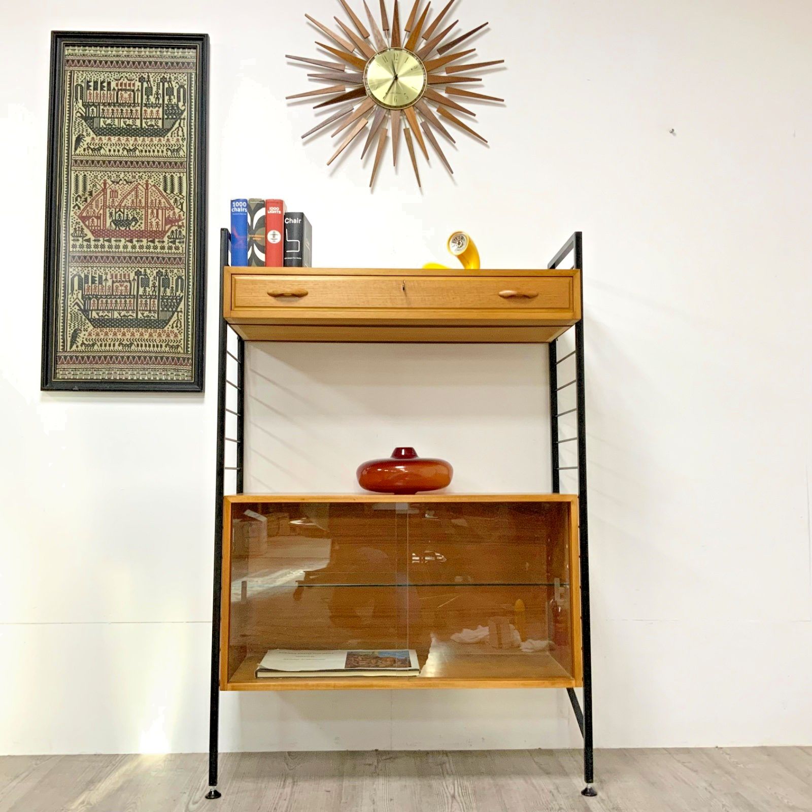 Vintage Staples Ladderax Modular Shelving Unit Cabinet Hifi Bookcase Teak 60s /7