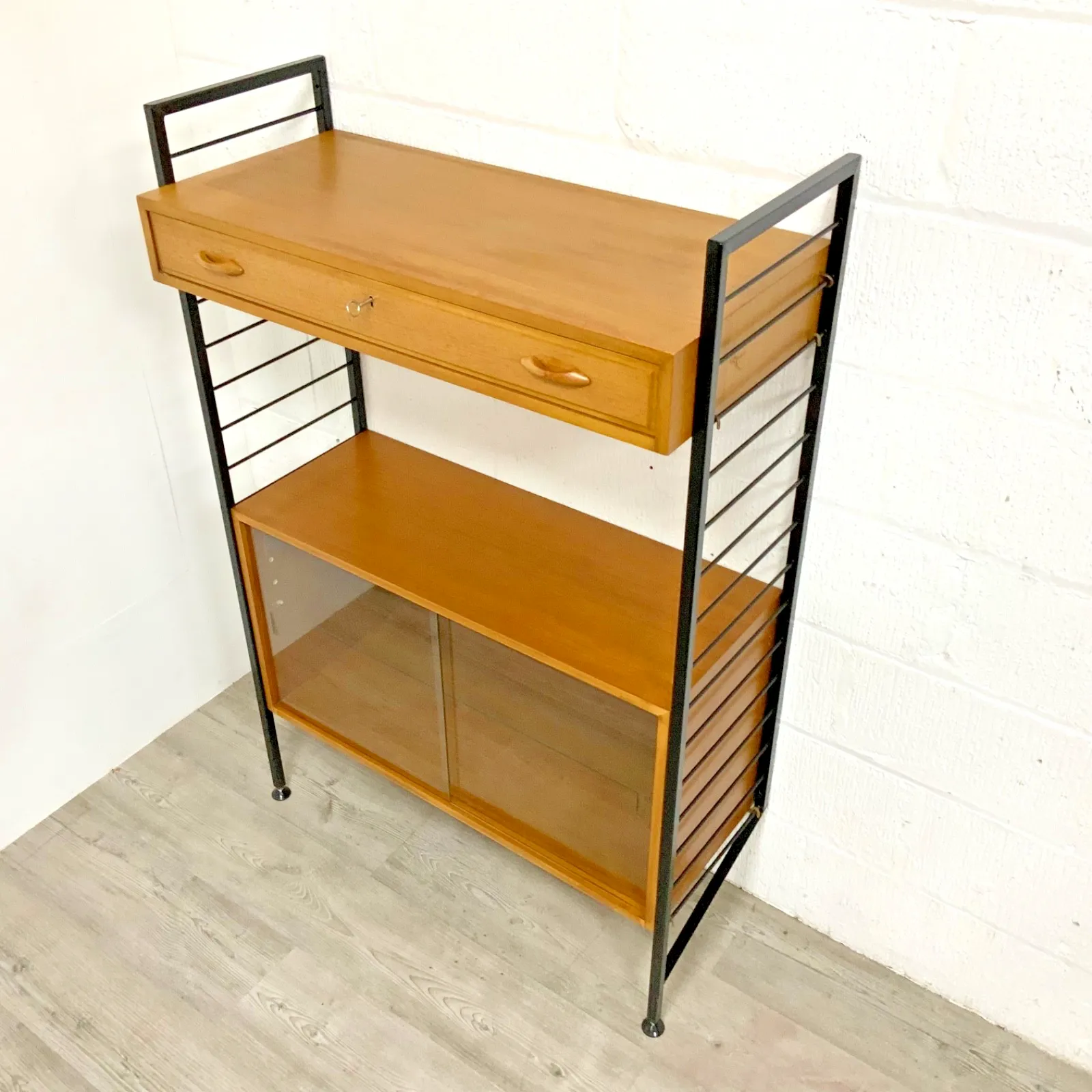 Furniture Vintage Staples Ladderax Modular Shelving Unit Cabinet Hifi Bookcase Teak 60s /7 photo