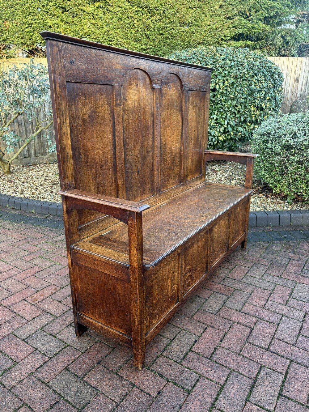 Arts & Crafts Oak Hall Seat Settle photo furniture