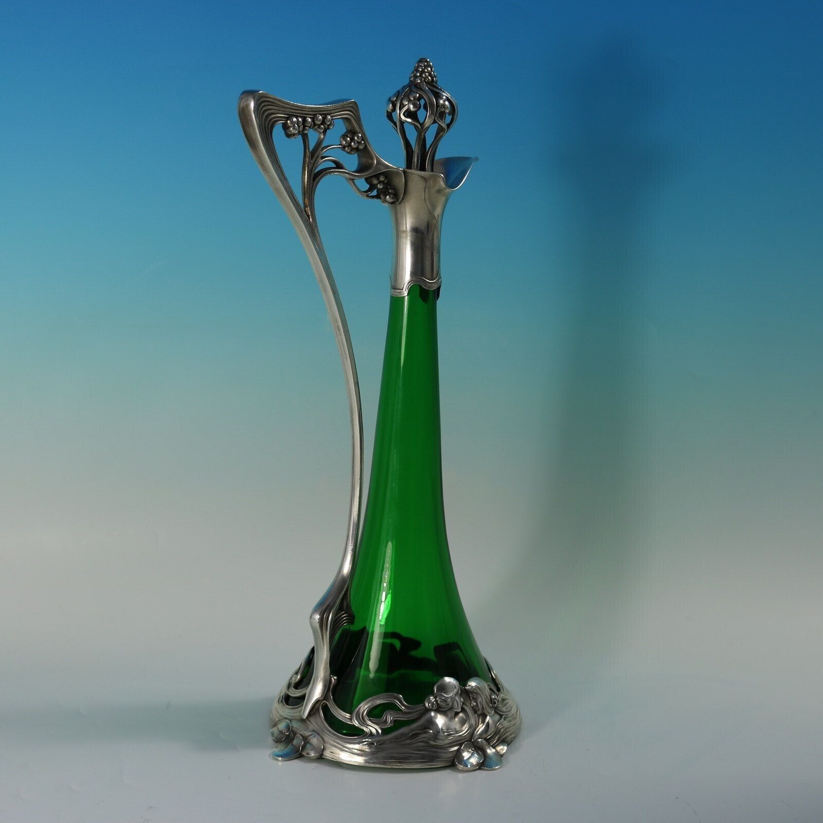 Art Nouveau Wmf Claret Jug And Stopper With Green Glass Liner photo Home Decor
