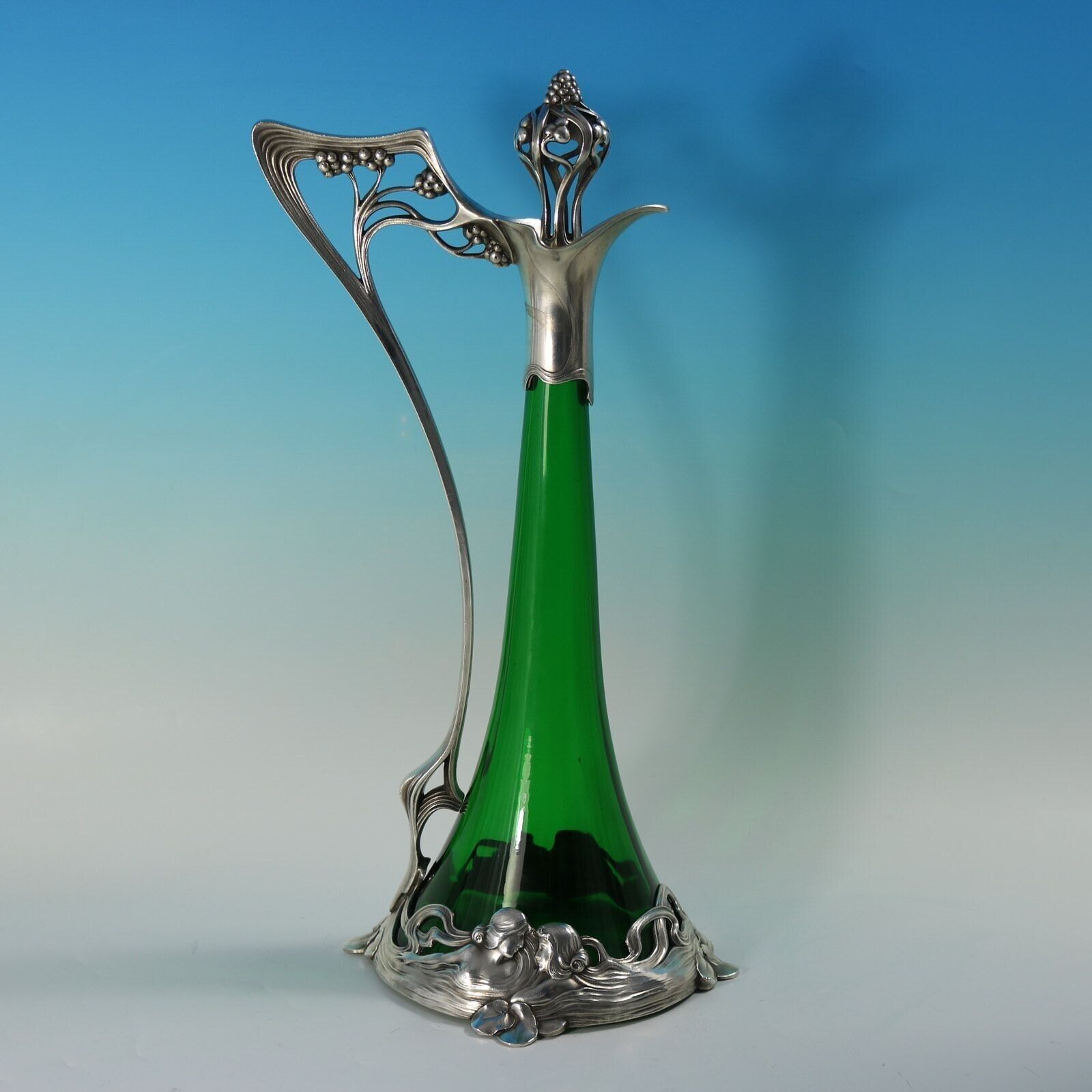 Art Nouveau Wmf Claret Jug And Stopper With Green Glass Liner photo 1685.0