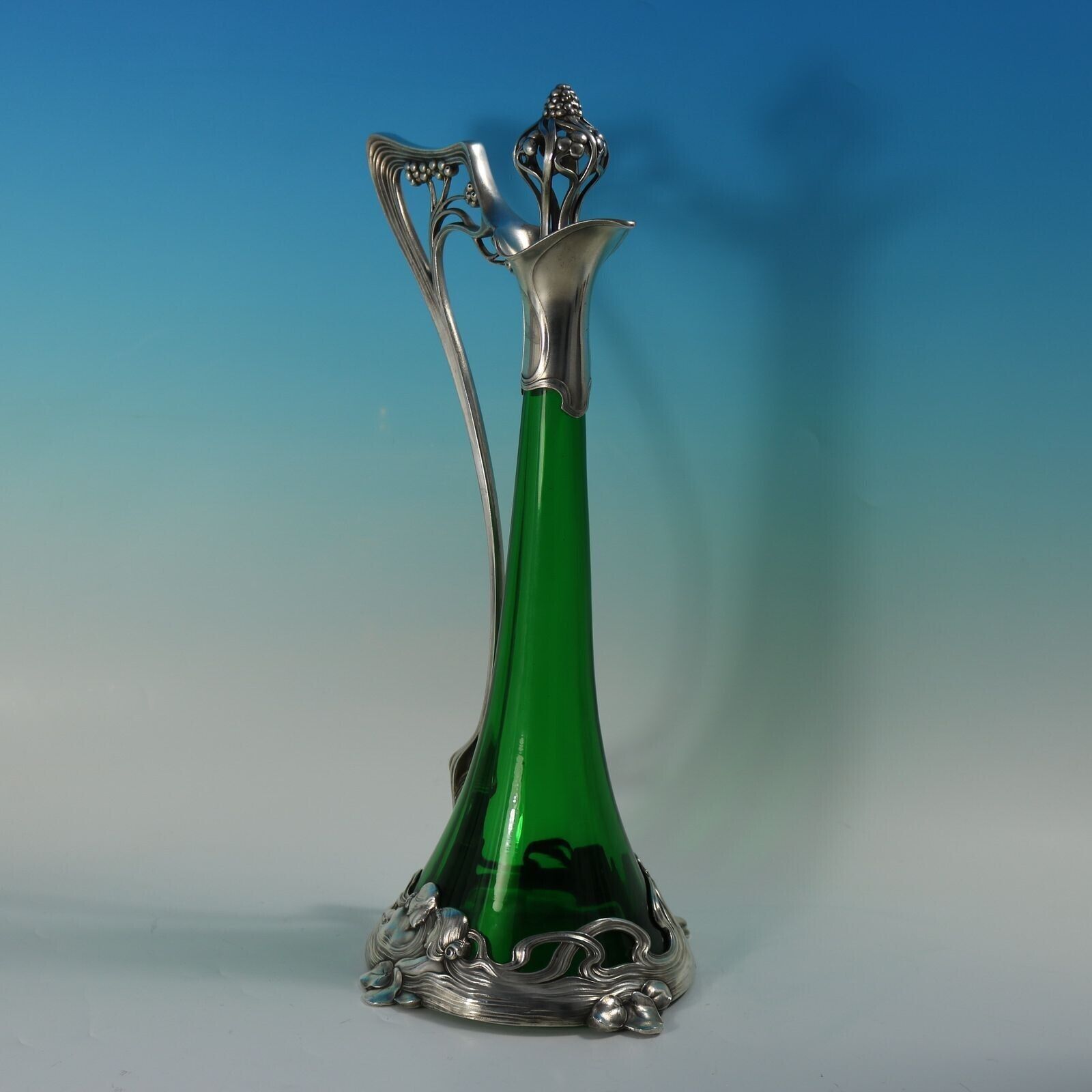 Art Nouveau Wmf Claret Jug And Stopper With Green Glass Liner photo vinterior
