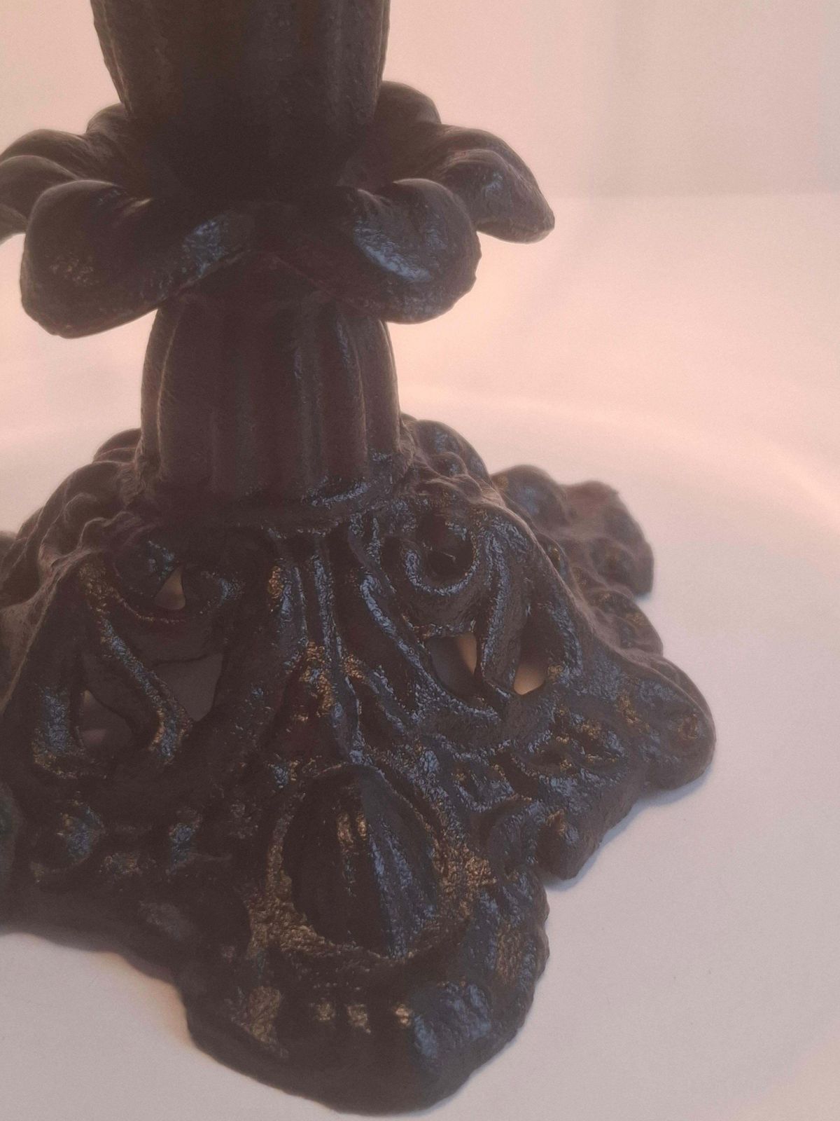 Lighting Mid Century Czech Cast Iron Glass Lamp Vintage Floral Shade Home Lighting photo