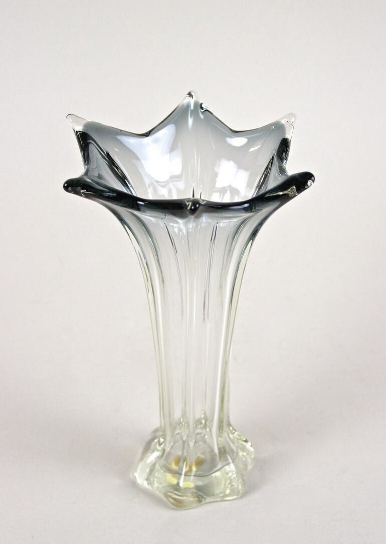 Home Decor 20th Century Clear Murano Glass Vase, Vetro Artistico Veneziano, Italy Ca. 1970 photo