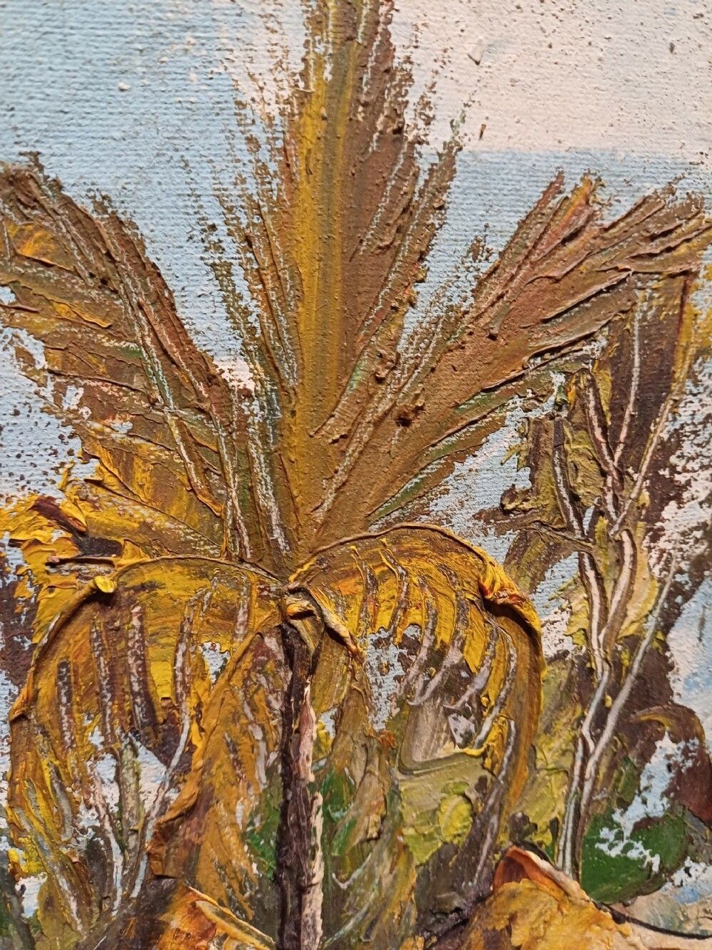 Oil On Canvas Of An African Village Scene   Indistinctly Signed Dma photo Art