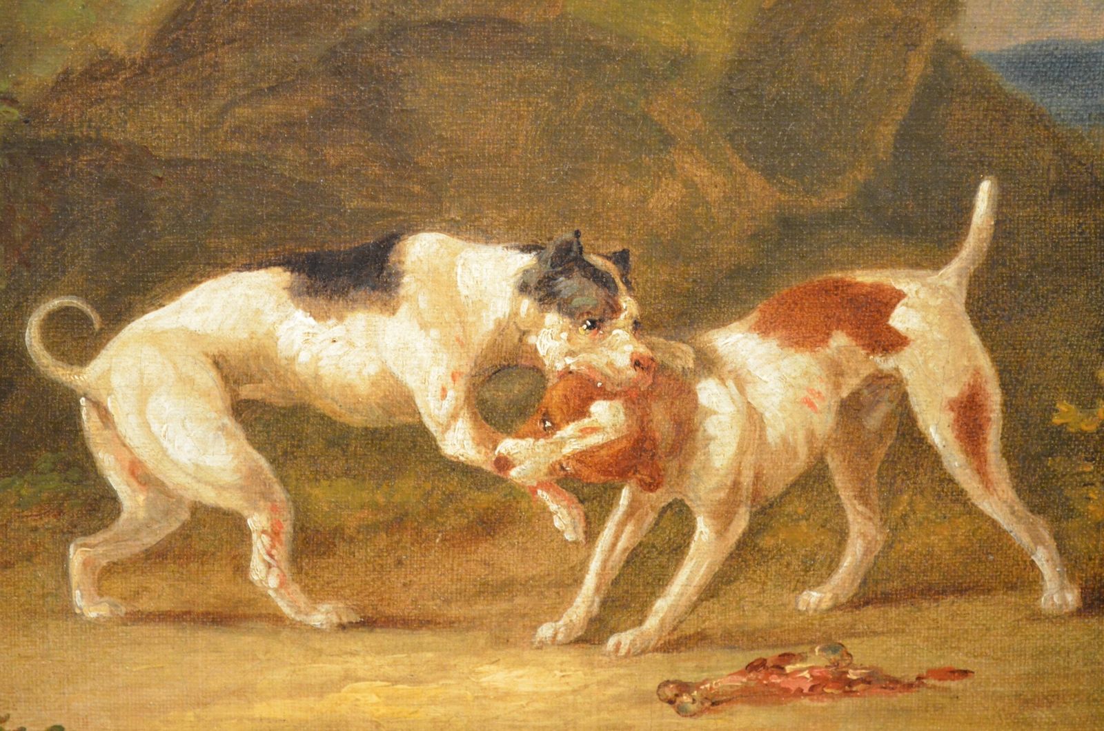 Fabulous Oil Painting Of Fighting Dogs By James Ward Ra 1769   1859 photo vintage