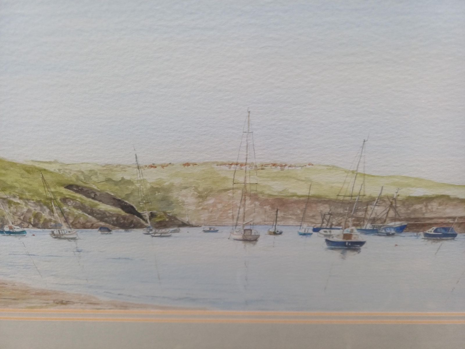 Original 1993 Harbour Watercolour Painting By Sian, Framed Coastal Landscape Art, Vintage Water Colour, Cornish Coastal Landscape photo buy