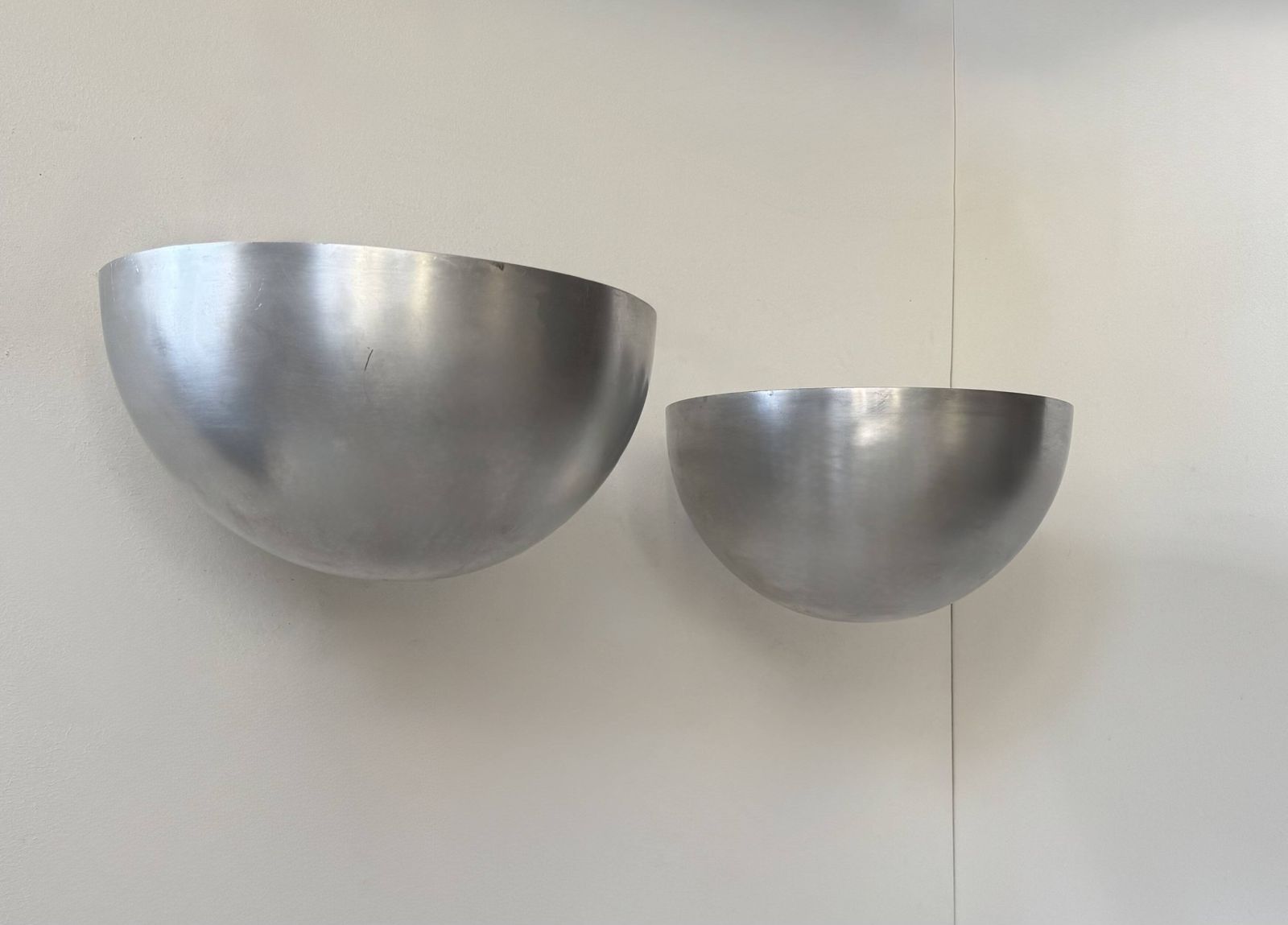 Pair Of Vintage Xl Wall Lights, Brushed Metal, Italy, 1970 photo vintage