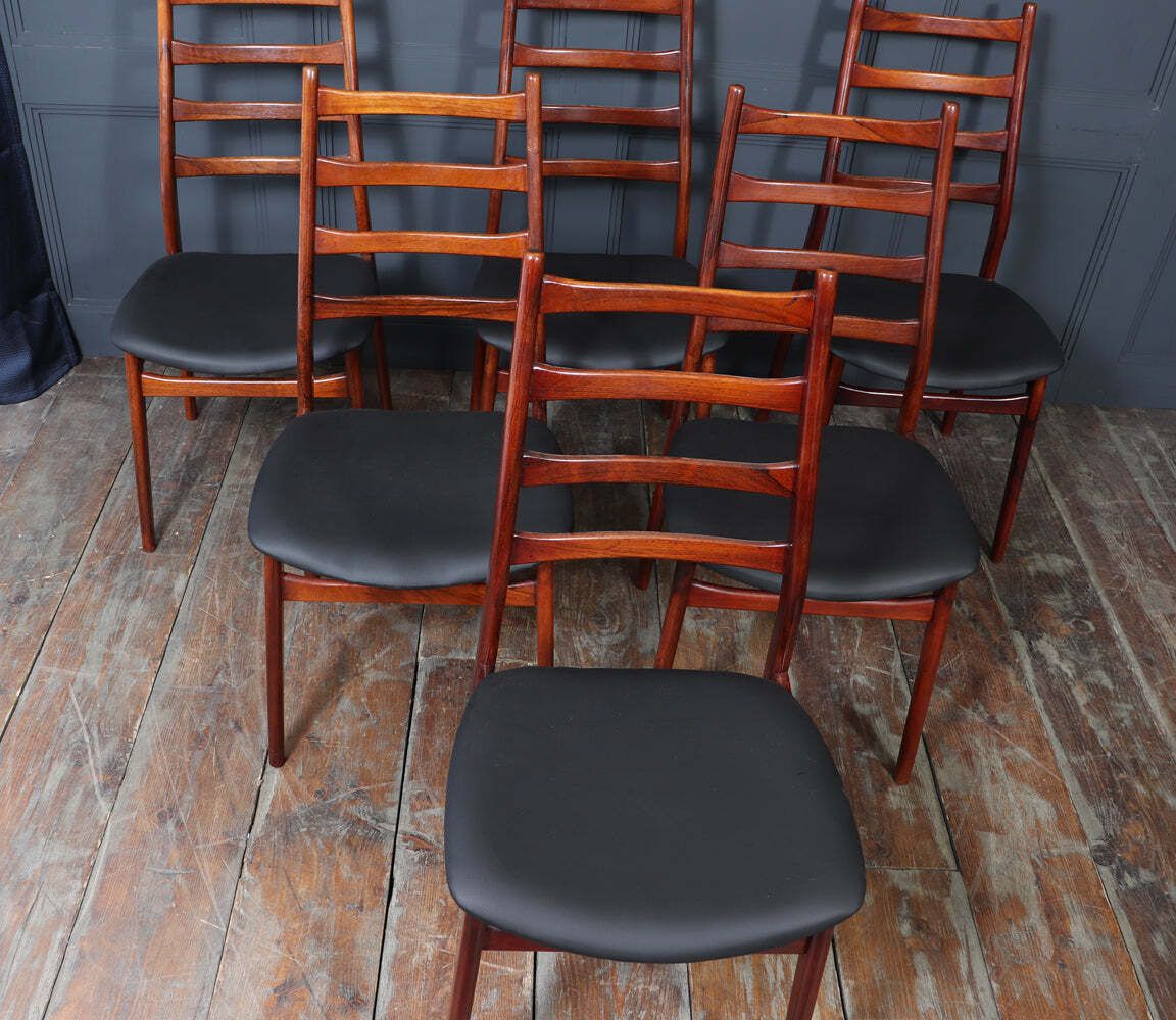 photo for sale Set Of Six Mid Century Rosewood Dining Chairs By Casala