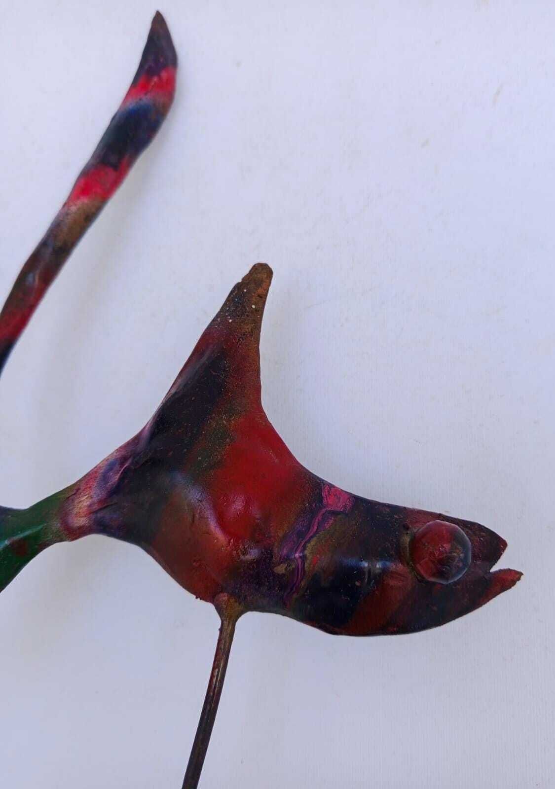Painted Iron Fish Sculpture Designed By Giovanni Tamburelli Metal Art photo vinterior