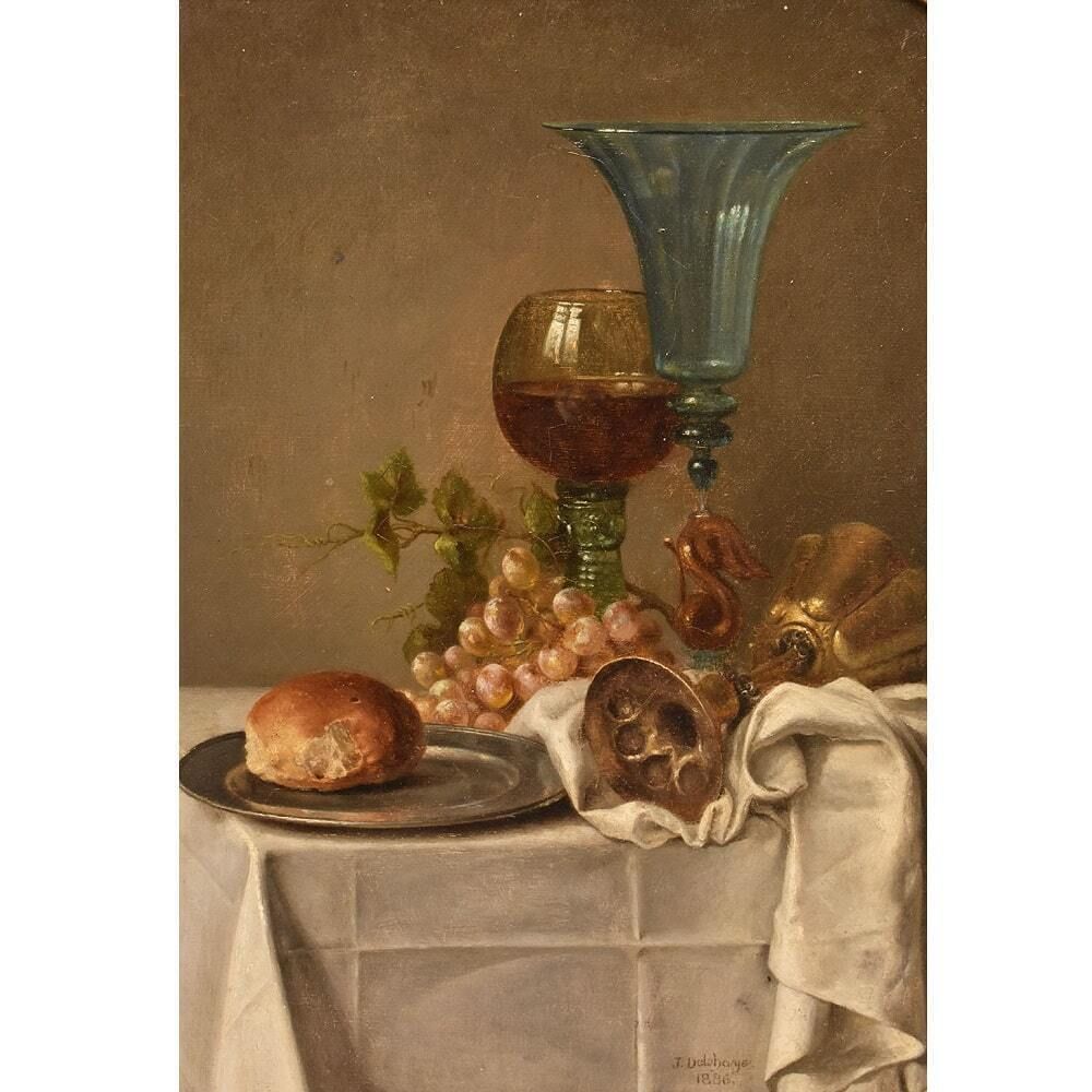Flowers Still Life Painting, Pink And White Roses, Antique Oil, XIX Century photo for sale