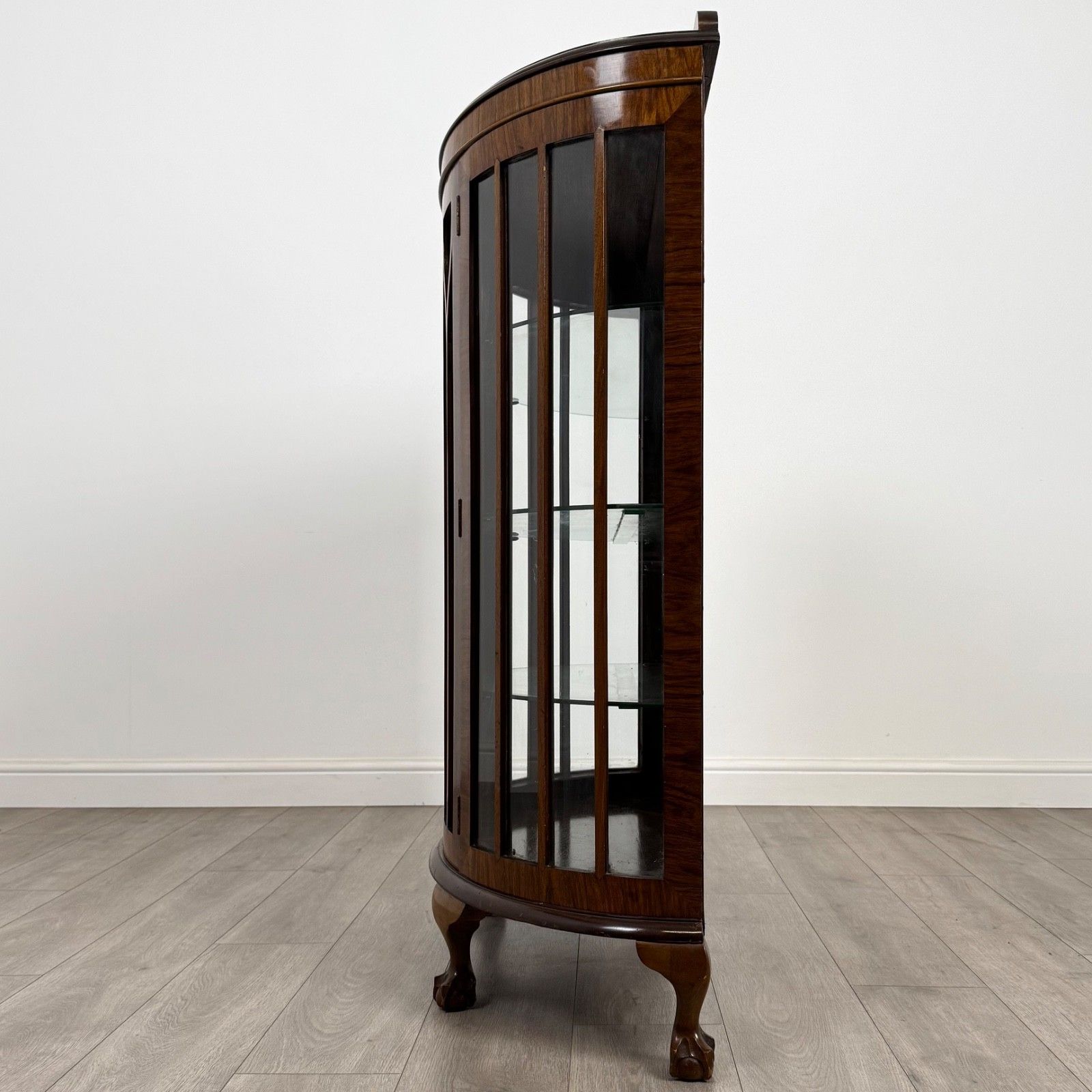 Antique 20th Century Demi Lune Display Cabinet In Mahogany photo Furniture