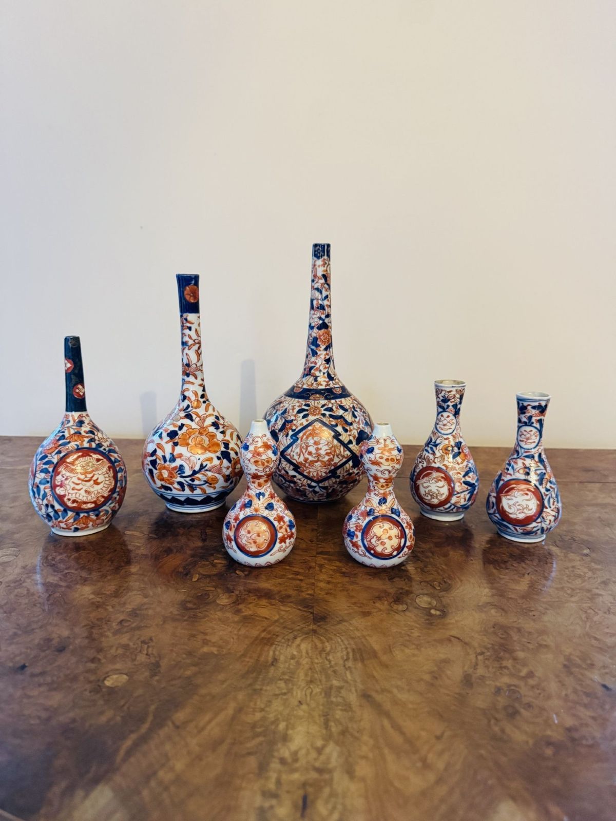 Fantastic Quality Collection Of Seven Antique Japanese Imari Vases