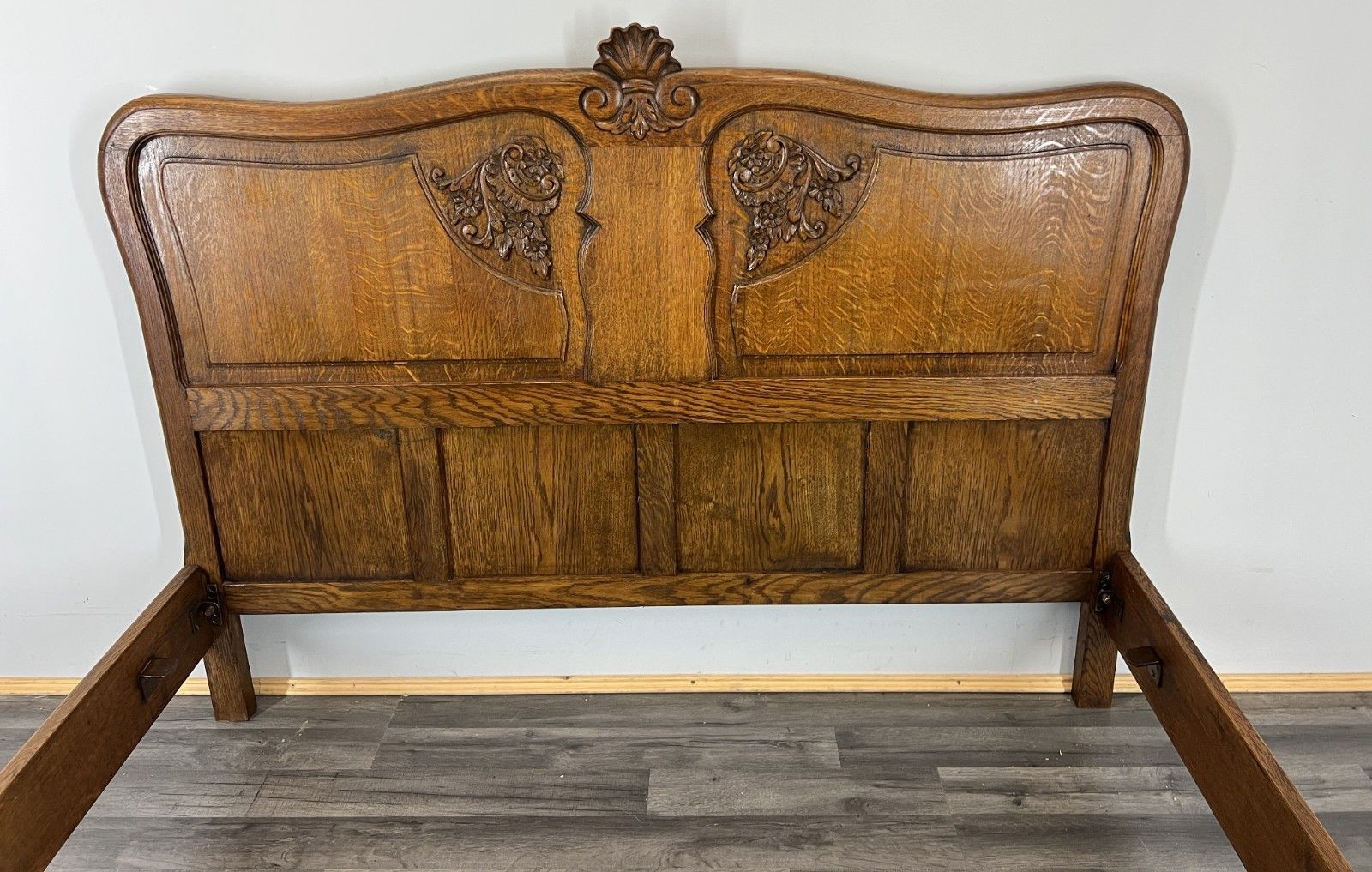 Bed Vintage French Louis XVI Double Bed Frame Oak Carved Headboard Lot 4587 photo buy