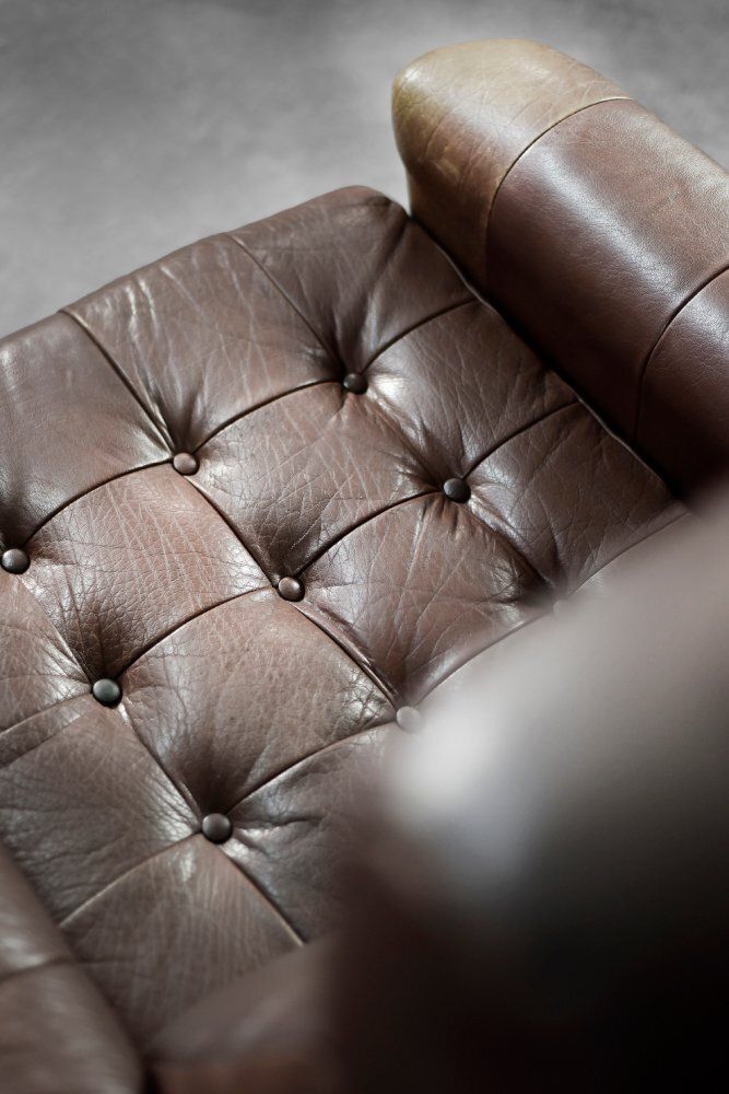1891.0 Mid Century Danish Modern Brown Leather Swivel Armchair From Lystager Industri, 1970s photo