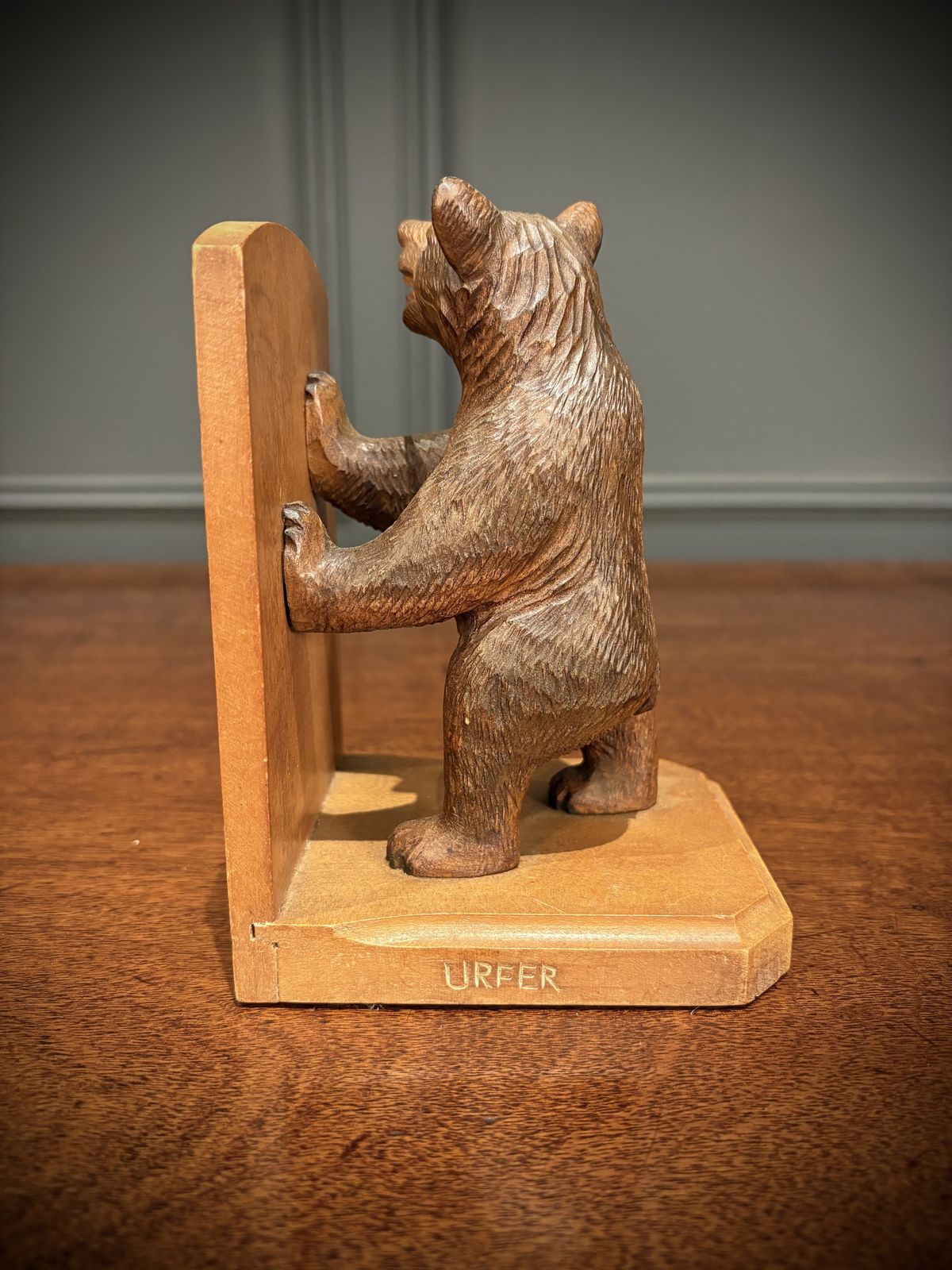 Pair Of Carved Black Forest Bear Bookends photo vintage