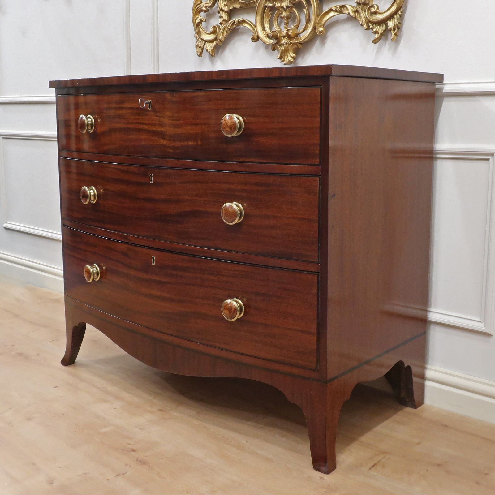 Georgian Mahogany Bow Fronted Chest Of Drawers photo furniture
