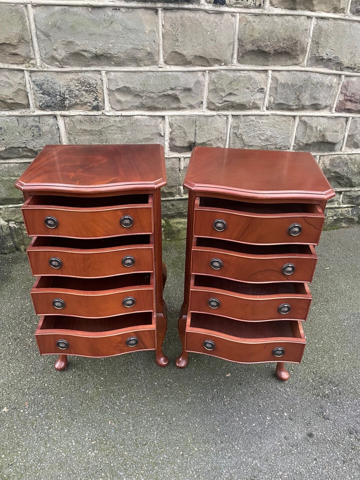 Pair Mahogany 4 Draw Bedside Chests Draws photo for sale