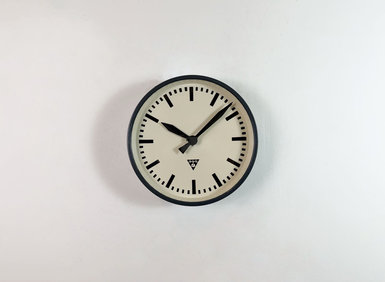 Dark Grey Industrial Factory Wall Clock From Pragotron, 1960s photo furniture