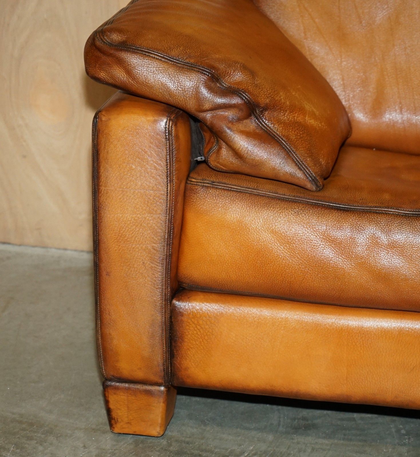 photo for sale Restored De Sede Ds17 Brown Buffalo Neck Leather Two Seat Sofa Part Of Suite