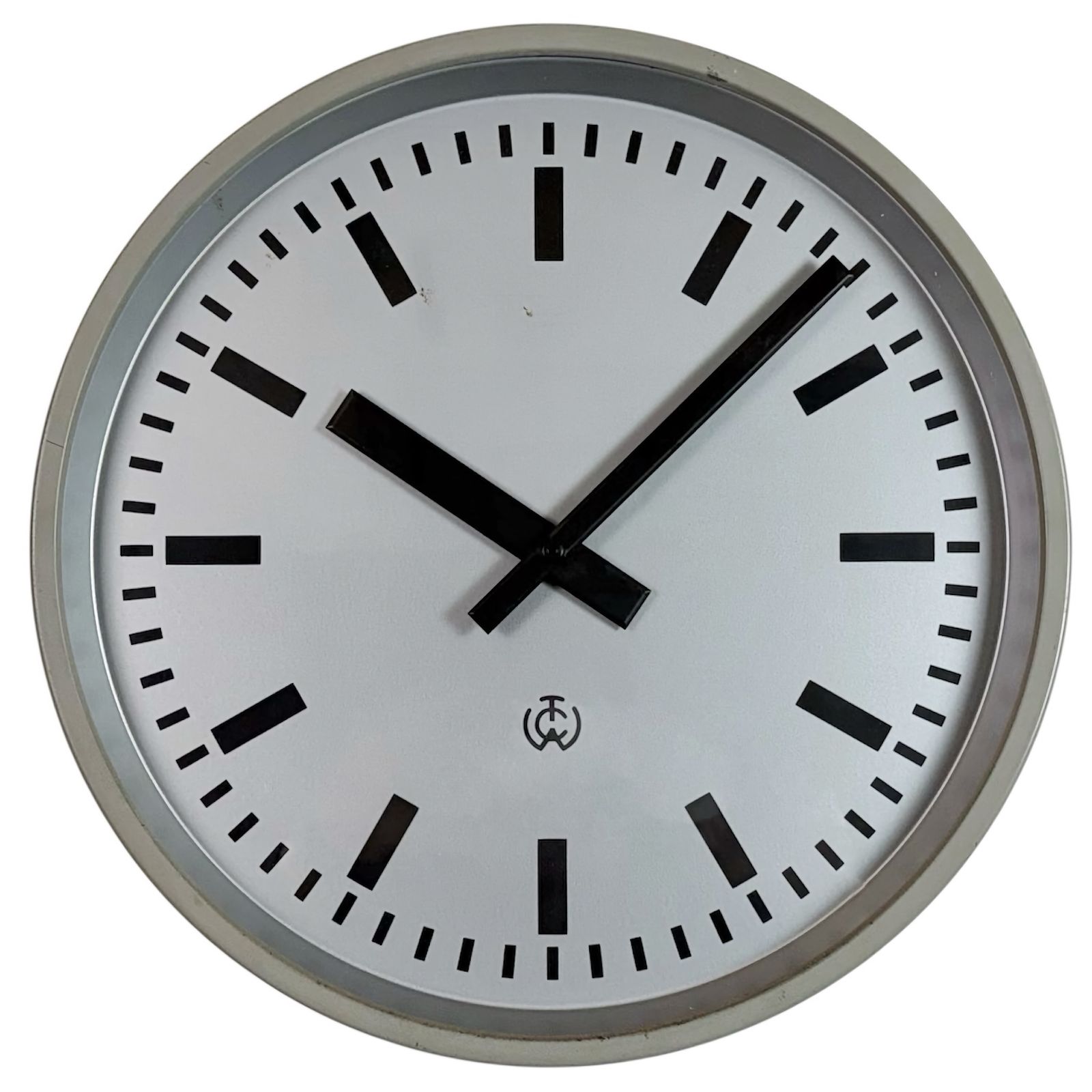 Grey Industrial Station Wall Clock From Tcw , 1960