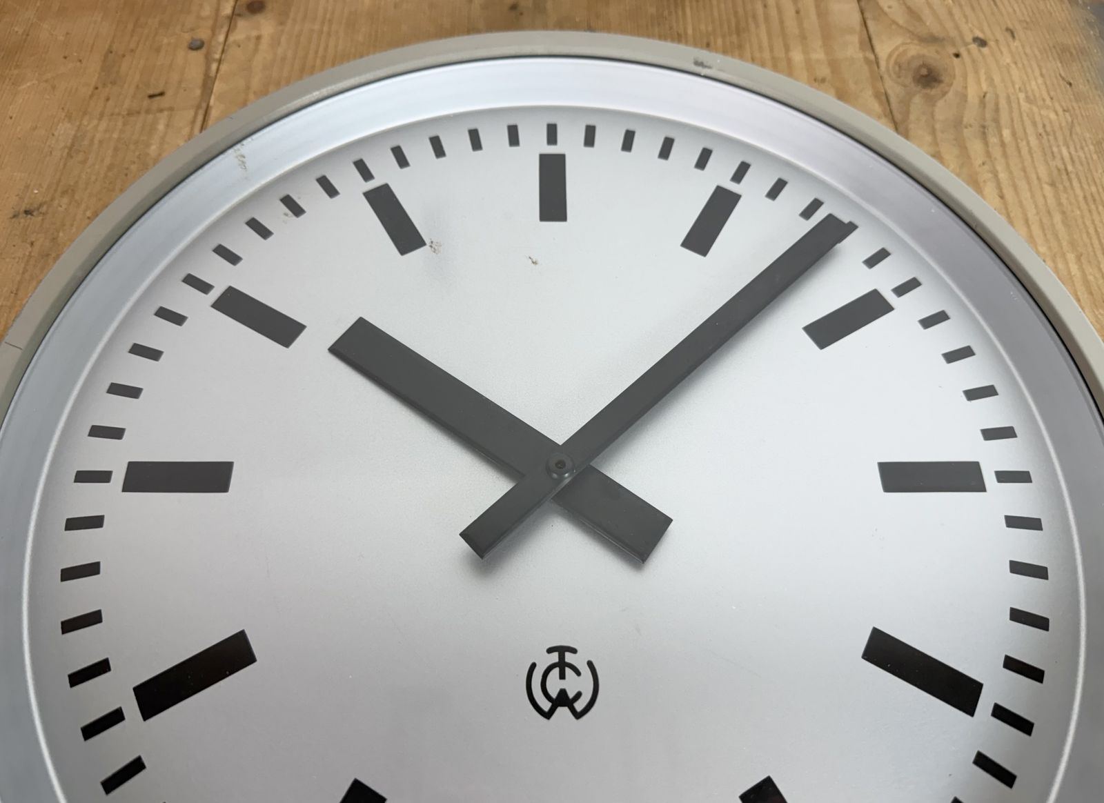 photo vintage Grey Industrial Station Wall Clock From Tcw , 1960