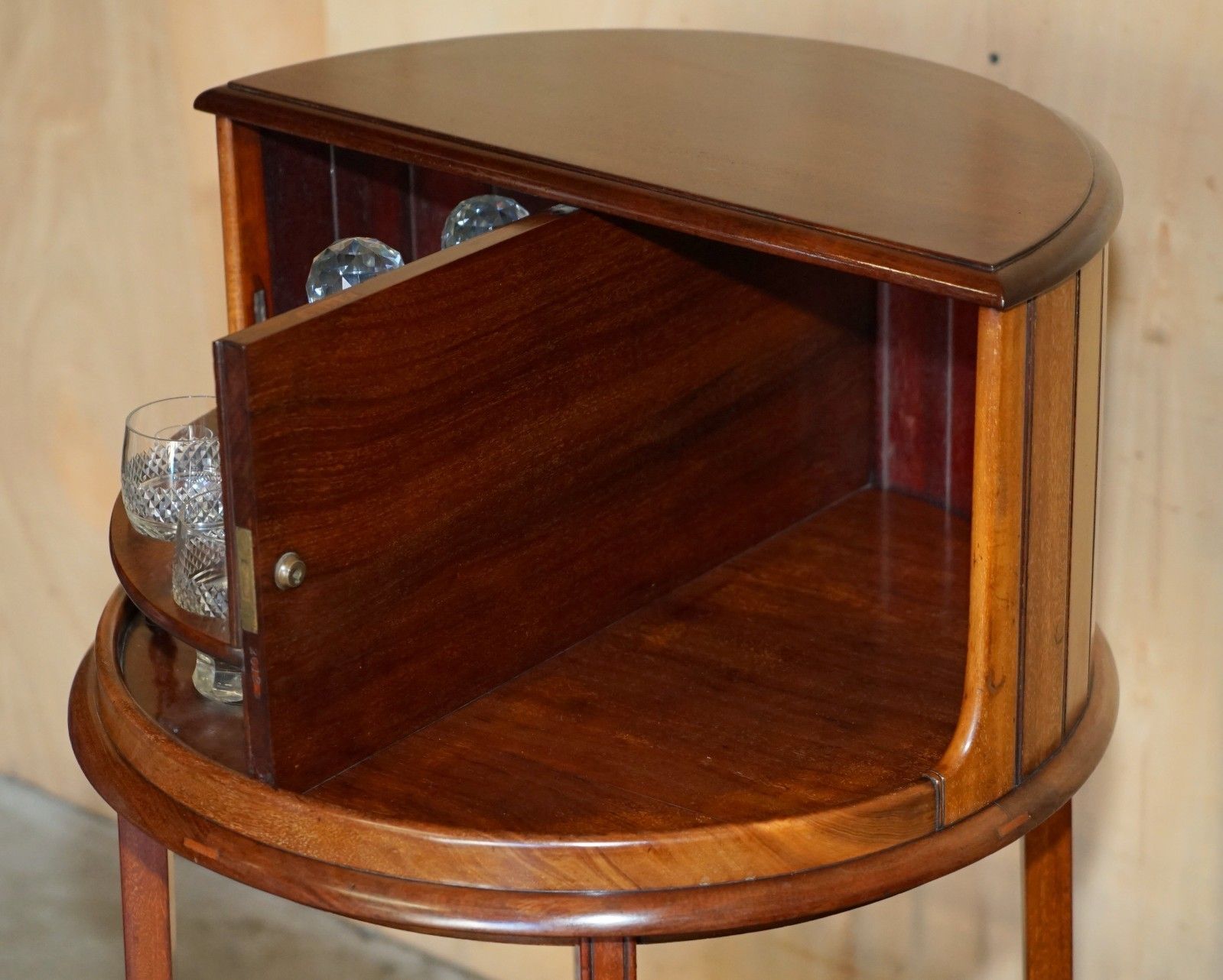 Antique Victorian 1880 Mahogany Cut Glass Crystal Spinning Drinks Cabinet Table photo vinterior