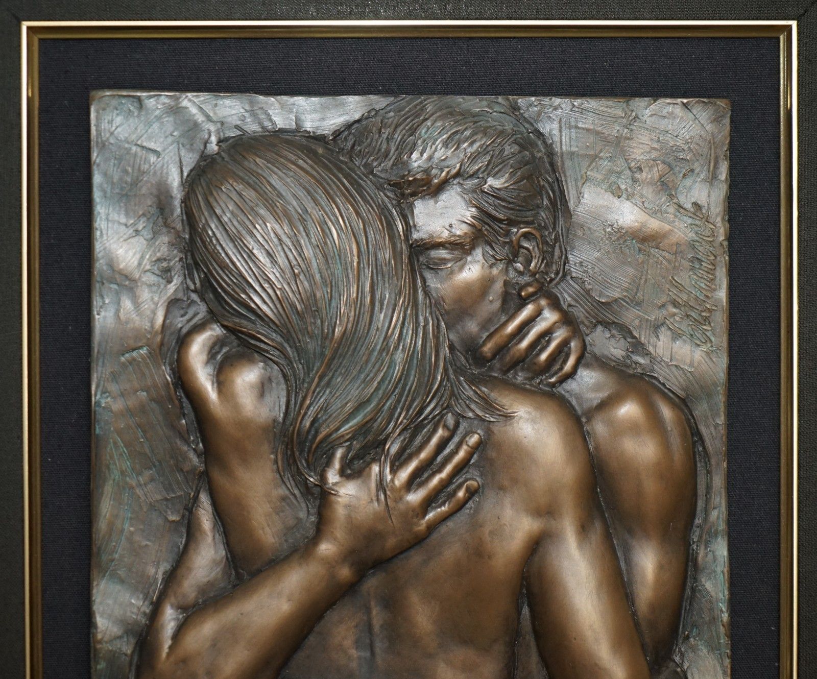 Stunning Circa 2000 Bill Mack Careless Bronze Plaster 3d Picture Of Two Lovers photo Art
