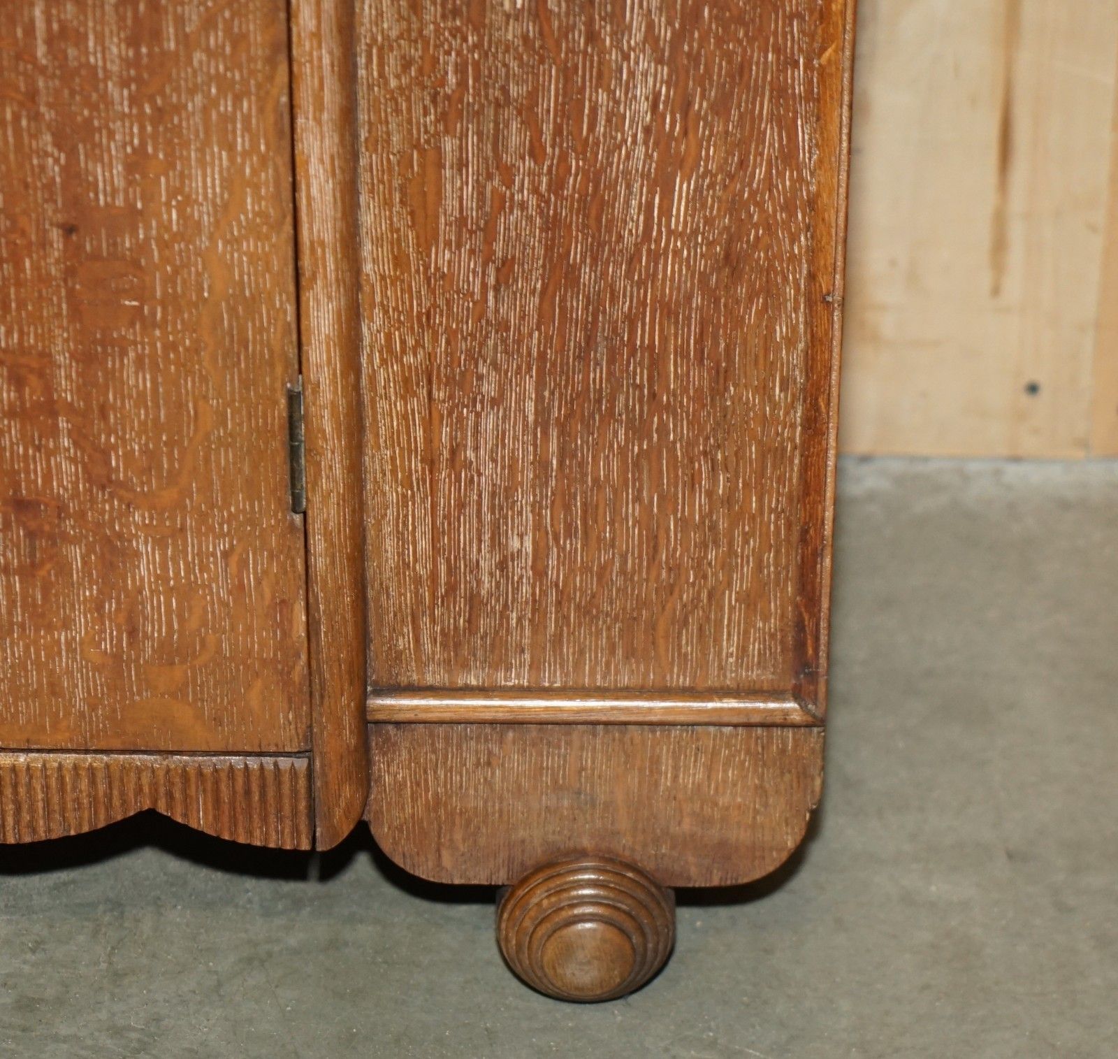 Furniture Stunning Art Deco Heals London Limed Oak Single Wardrobe Part Of A Large Suite photo