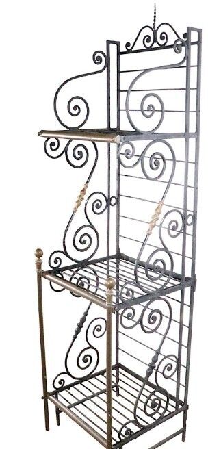 Pre Owned Early 20th Century French Baker's Rack Cast Iron And Brass photo for sale