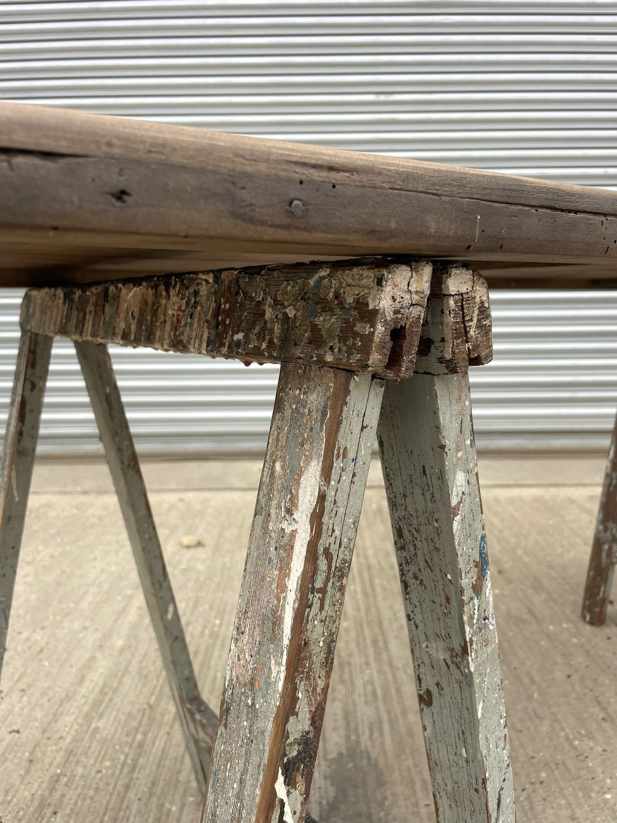 1930s Wooden Trestle Table, Vintage photo for sale
