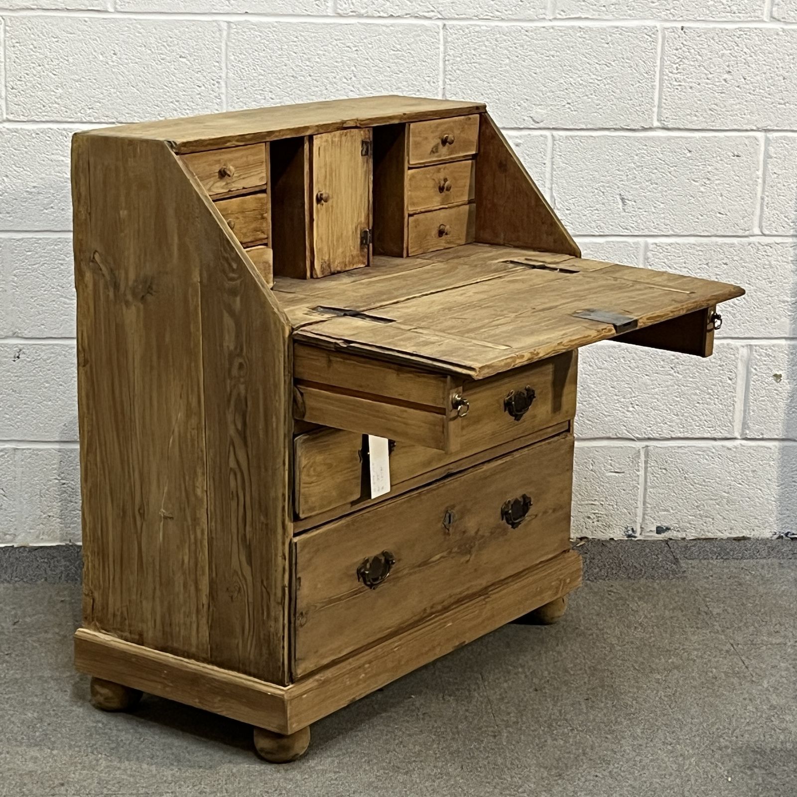 Furniture Small English Old Pine Bureau, 1800s photo