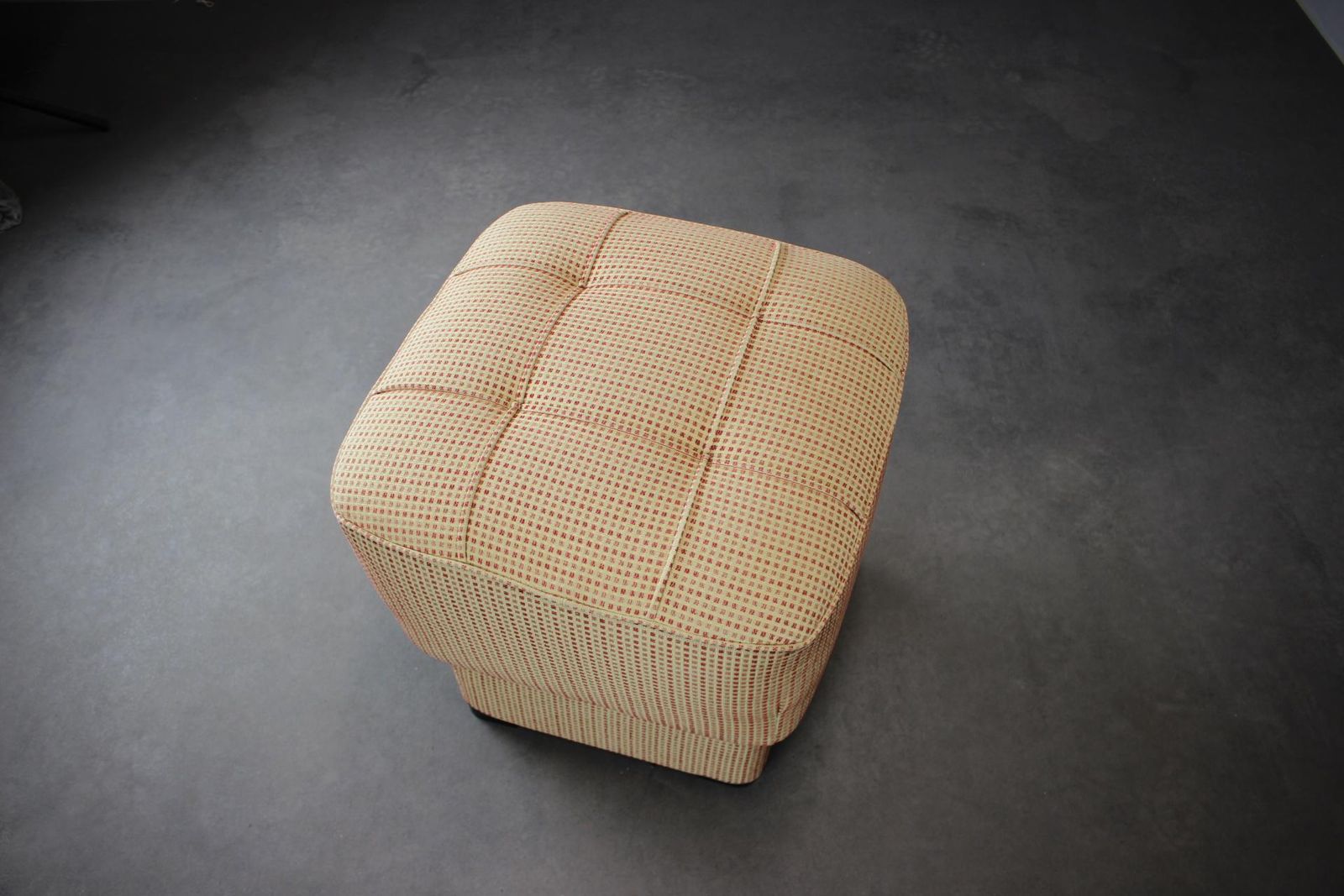 photo furniture 1930s Czechoslovak Art Deco Ottoman / Tabouret With Springs Seat, New Upholstery