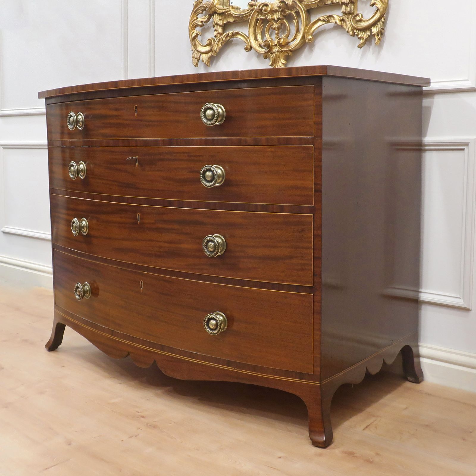 Georgian Mahogany Bow Fronted Chest Of Drawers photo furniture