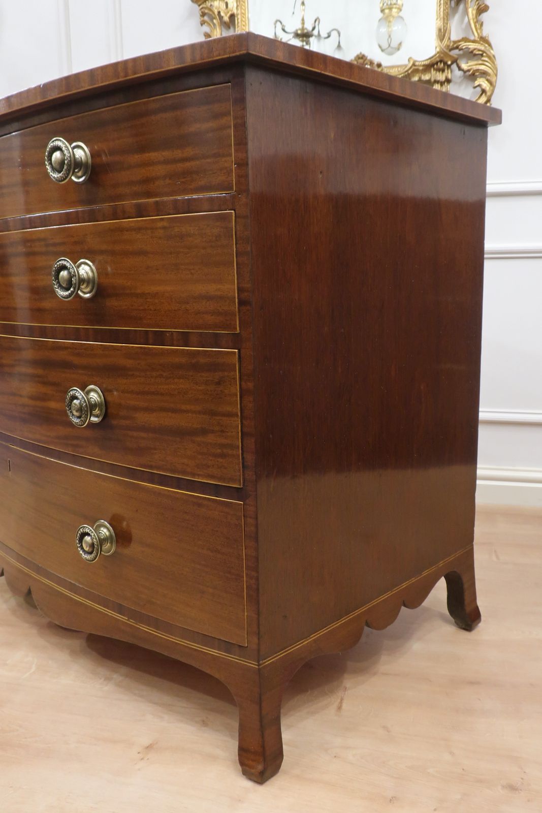 2300.0 Georgian Mahogany Bow Fronted Chest Of Drawers photo