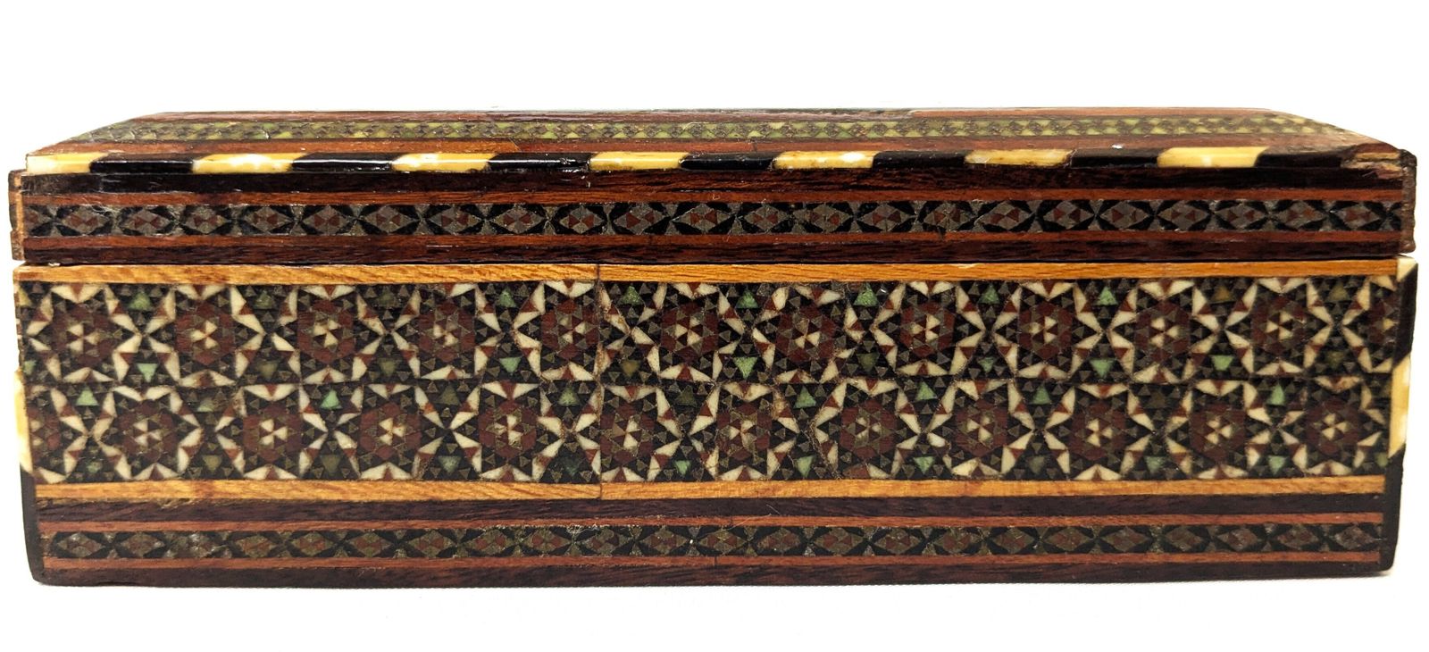 Antique Qajar Islamic Wooden Khatam Marquetry Box With Miniature Paintings photo Home Decor
