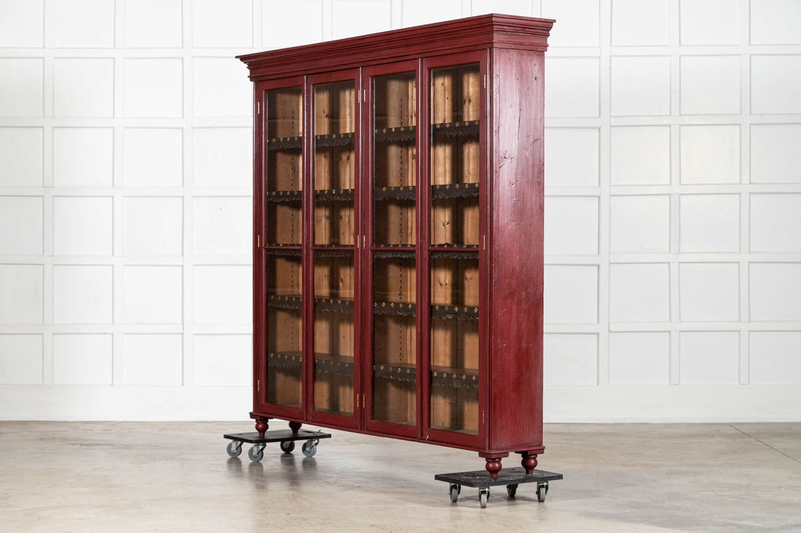 Large English 19thc Painted Glazed Pine Bookcase photo 5118.0