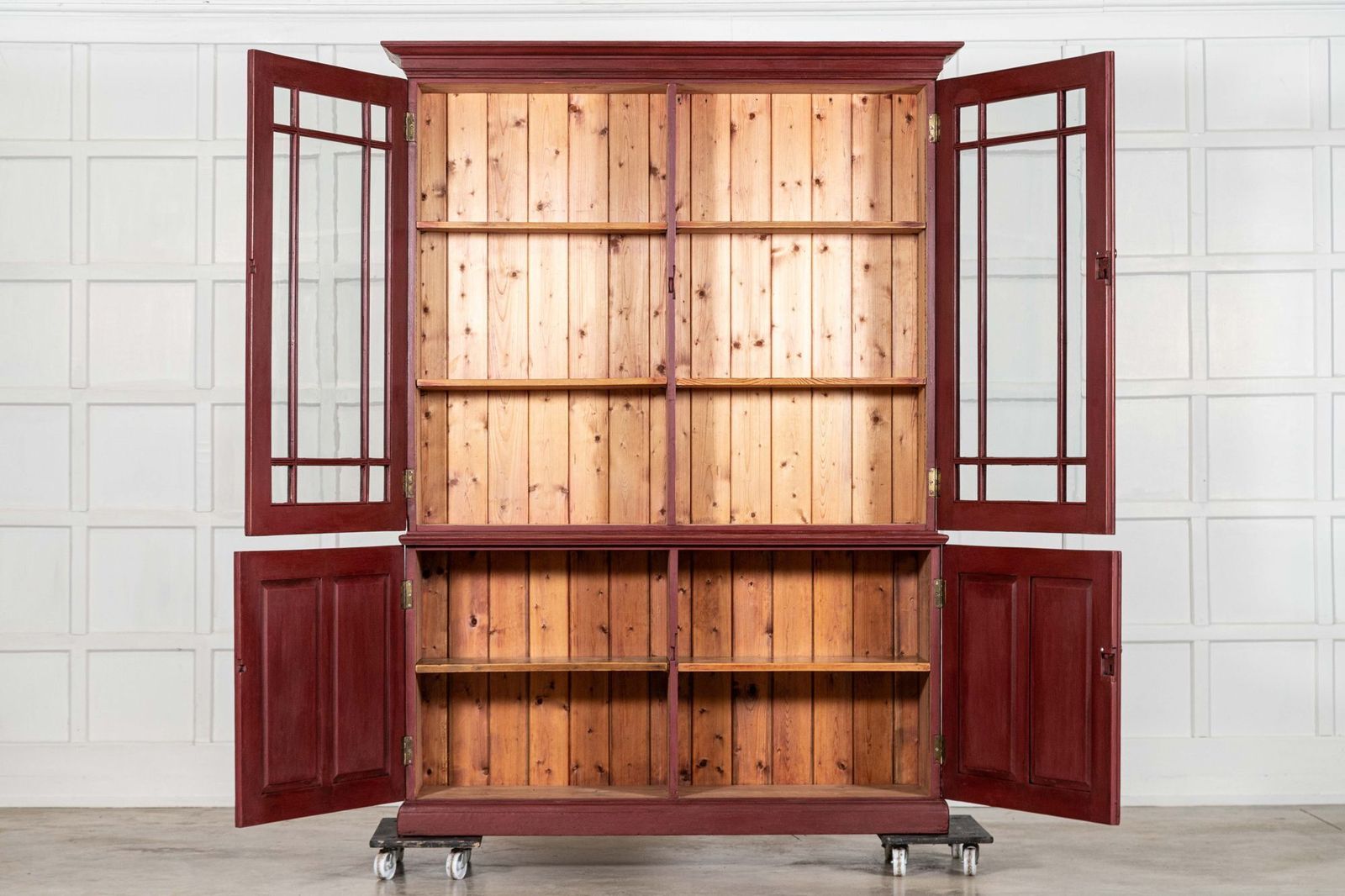 Large 19thc English Pine Glazed Dresser/Bookcase photo furniture