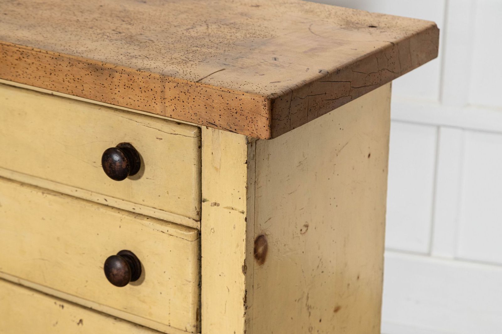 3968.0 English 19thc Elm Top Pine Dresser Base Drawers photo