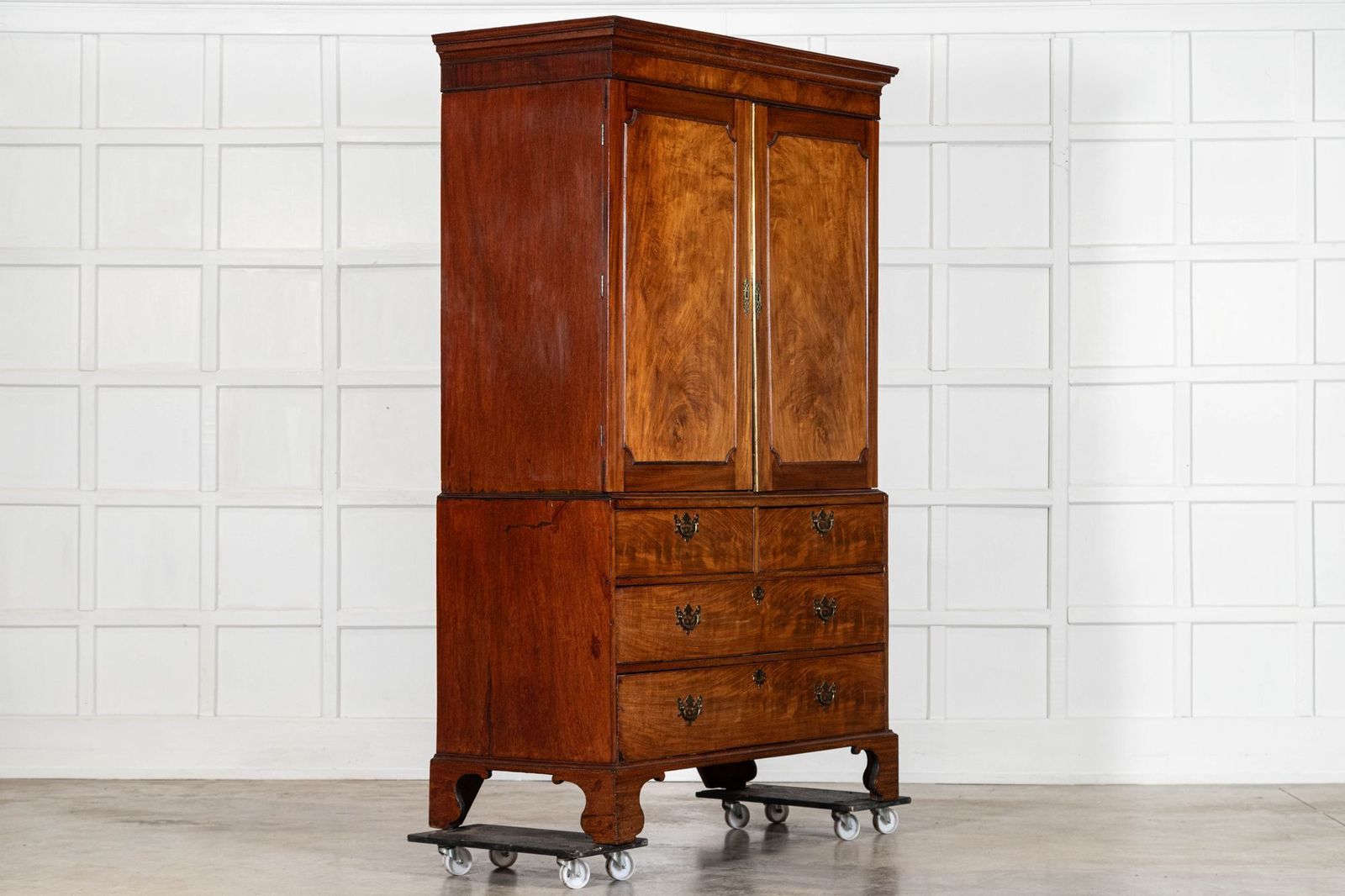 English George III Walnut Linen Press photo for sale