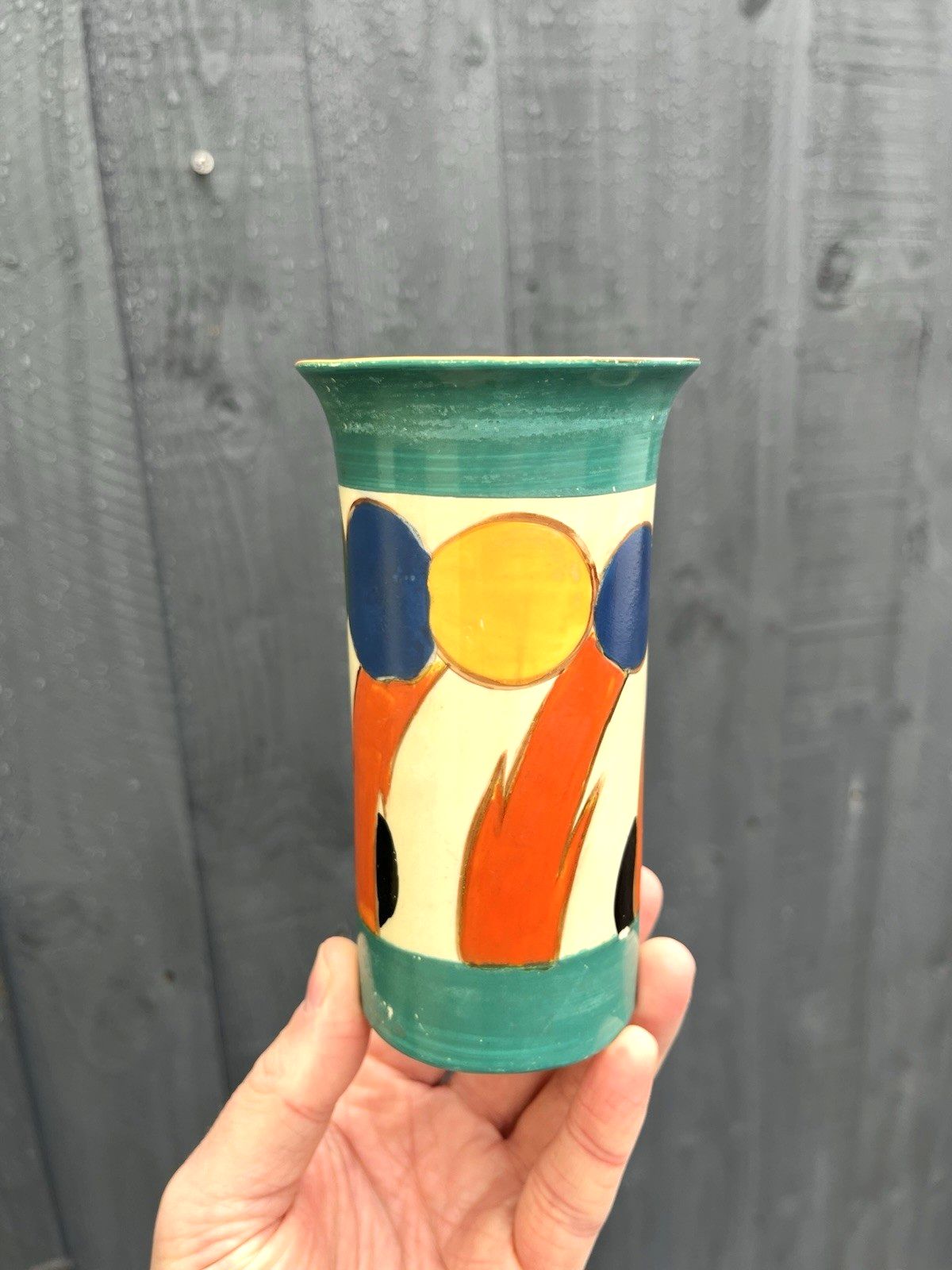 Abstract Art Deco Arabian Arcadian Ware 773 Pottery Clarice Cliff Style Vase 30s photo vinterior