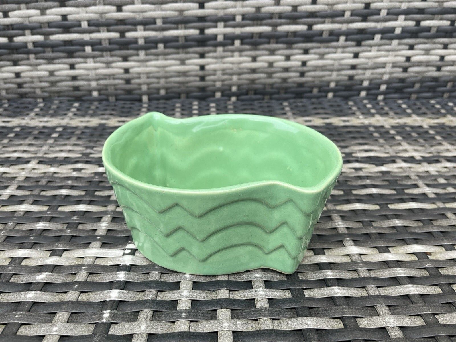 Art Deco Lovatts Langley Ware Mint Green Geometric Planter Plant Pot Vintage photo vintage