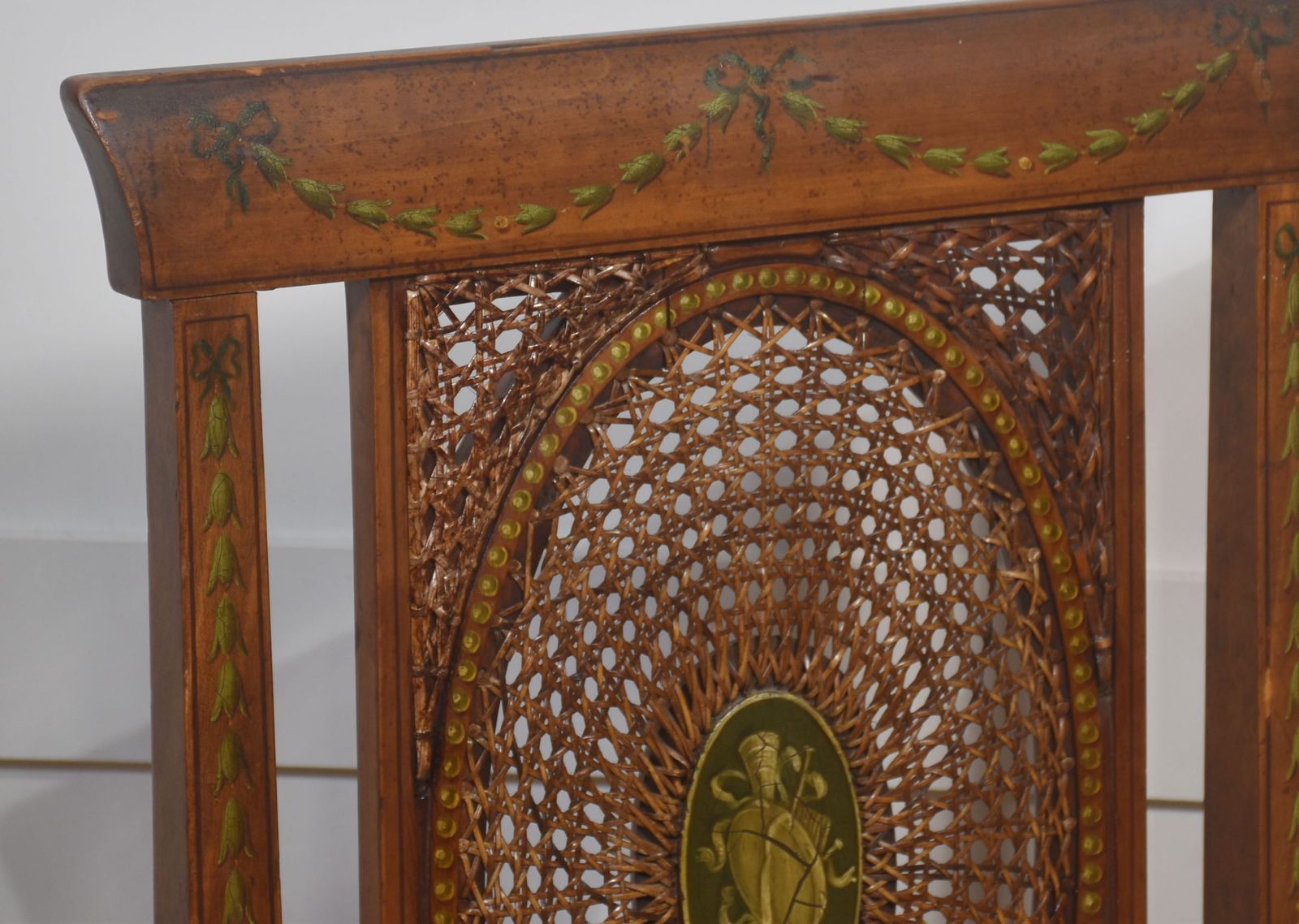 Pair Of Painted Edwardian Satinwood Cane Back Side Chairs photo furniture