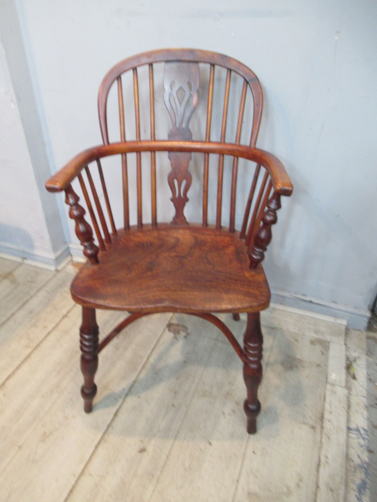 Antique   19th Century Yew Wood Windsor Arm Chair photo furniture