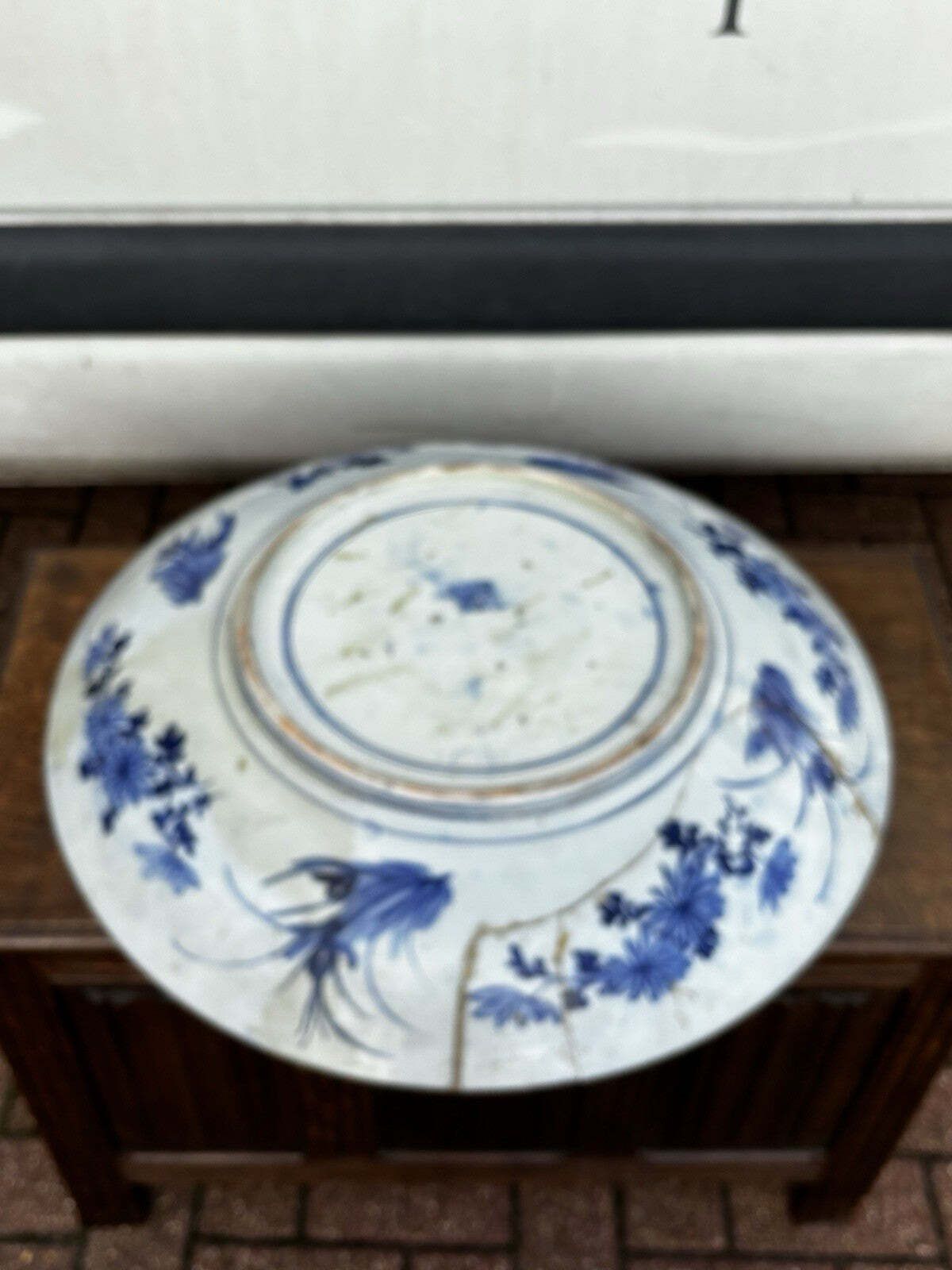 Home Decor Very Large Antique Japanese Imari Blue And White Hand Painted Charger Plate photo
