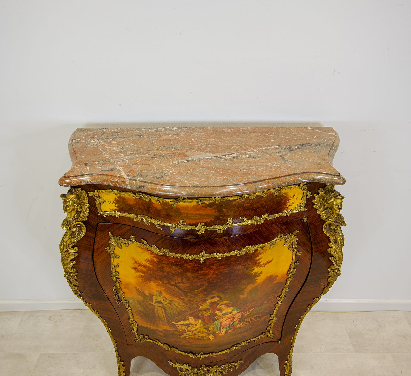 Fine French Vernis Martin Bombe Cabinet With Ormolu Mounts & Marble Top, C.1900 photo buy